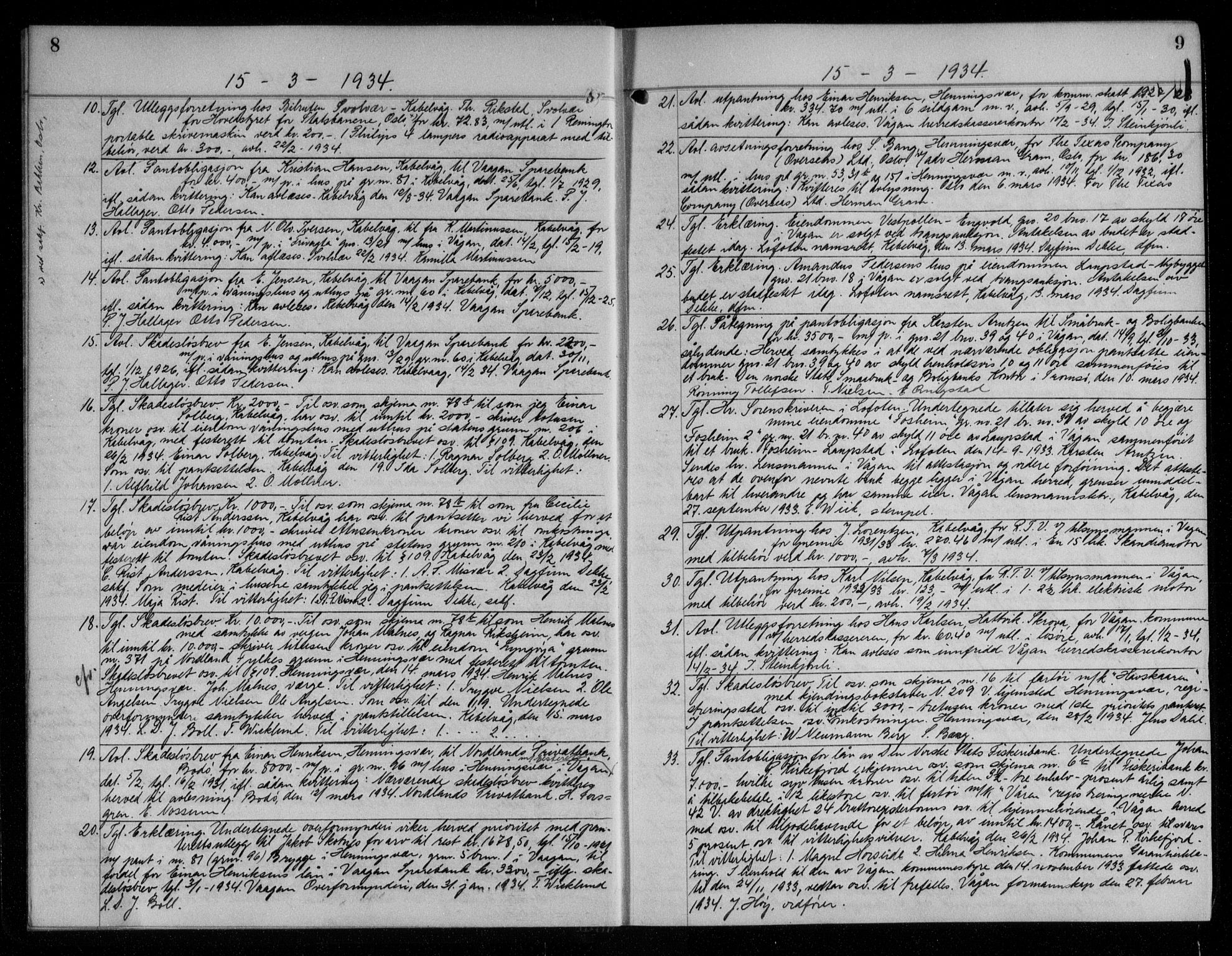 Lofoten sorenskriveri, SAT/A-0017/1/2/2C/L0018b: Pantebok nr. 18, 1934-1936, s. 8-9