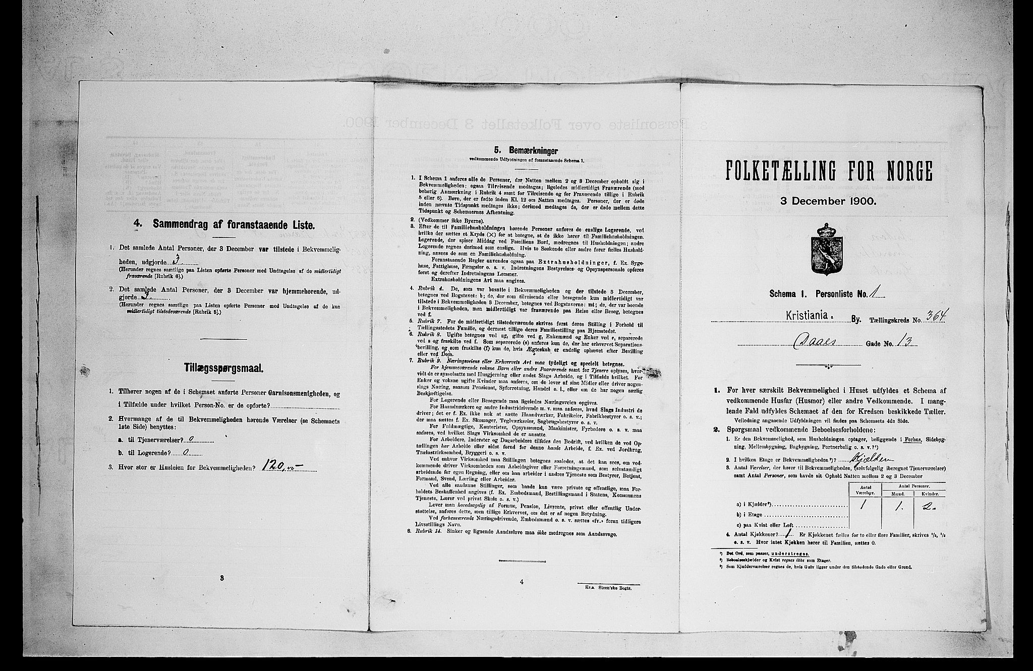 SAO, Folketelling 1900 for 0301 Kristiania kjøpstad, 1900, s. 14345