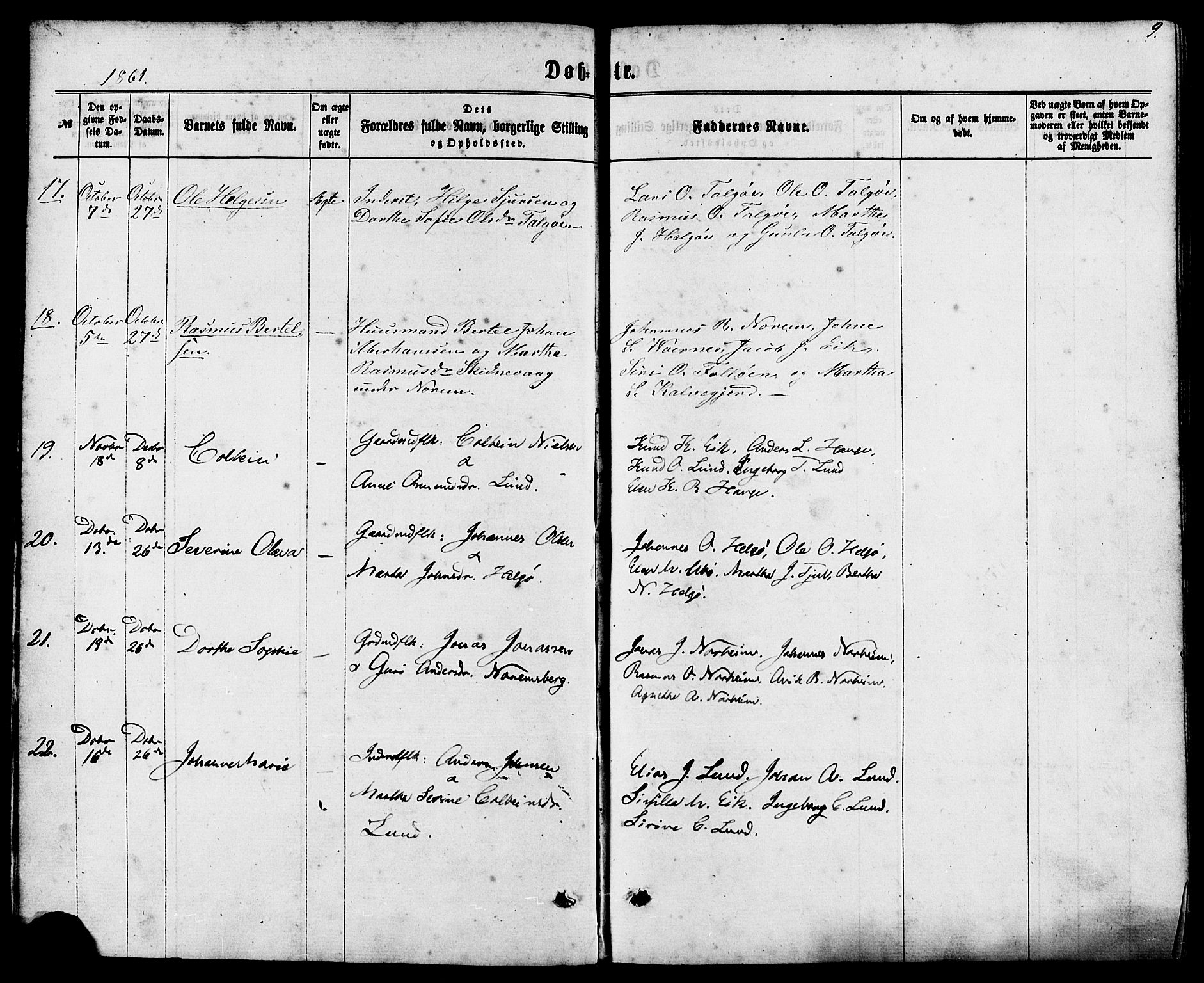 Nedstrand sokneprestkontor, AV/SAST-A-101841/01/IV: Ministerialbok nr. A 10, 1861-1887, s. 9