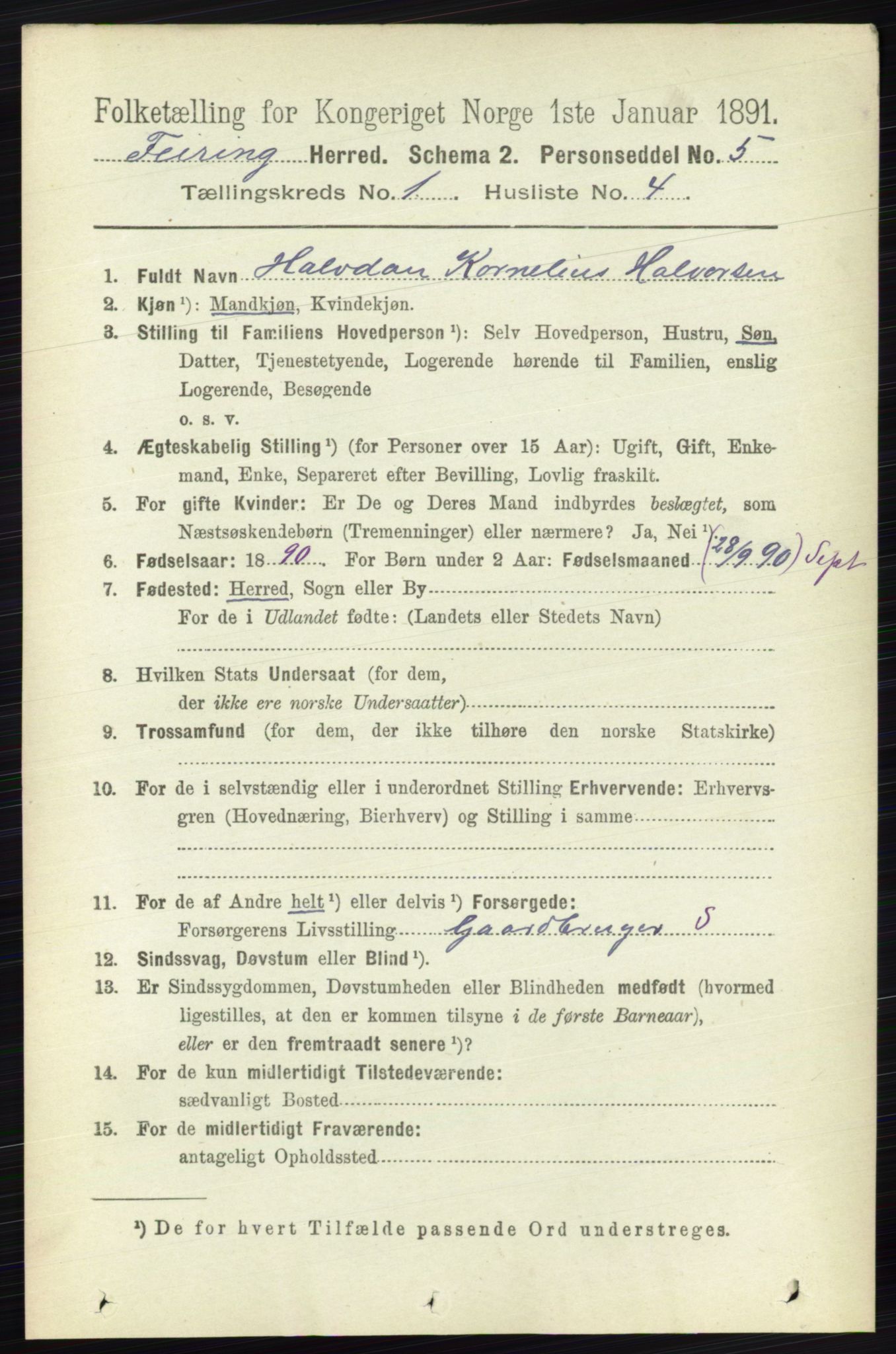 RA, Folketelling 1891 for 0240 Feiring herred, 1891, s. 128