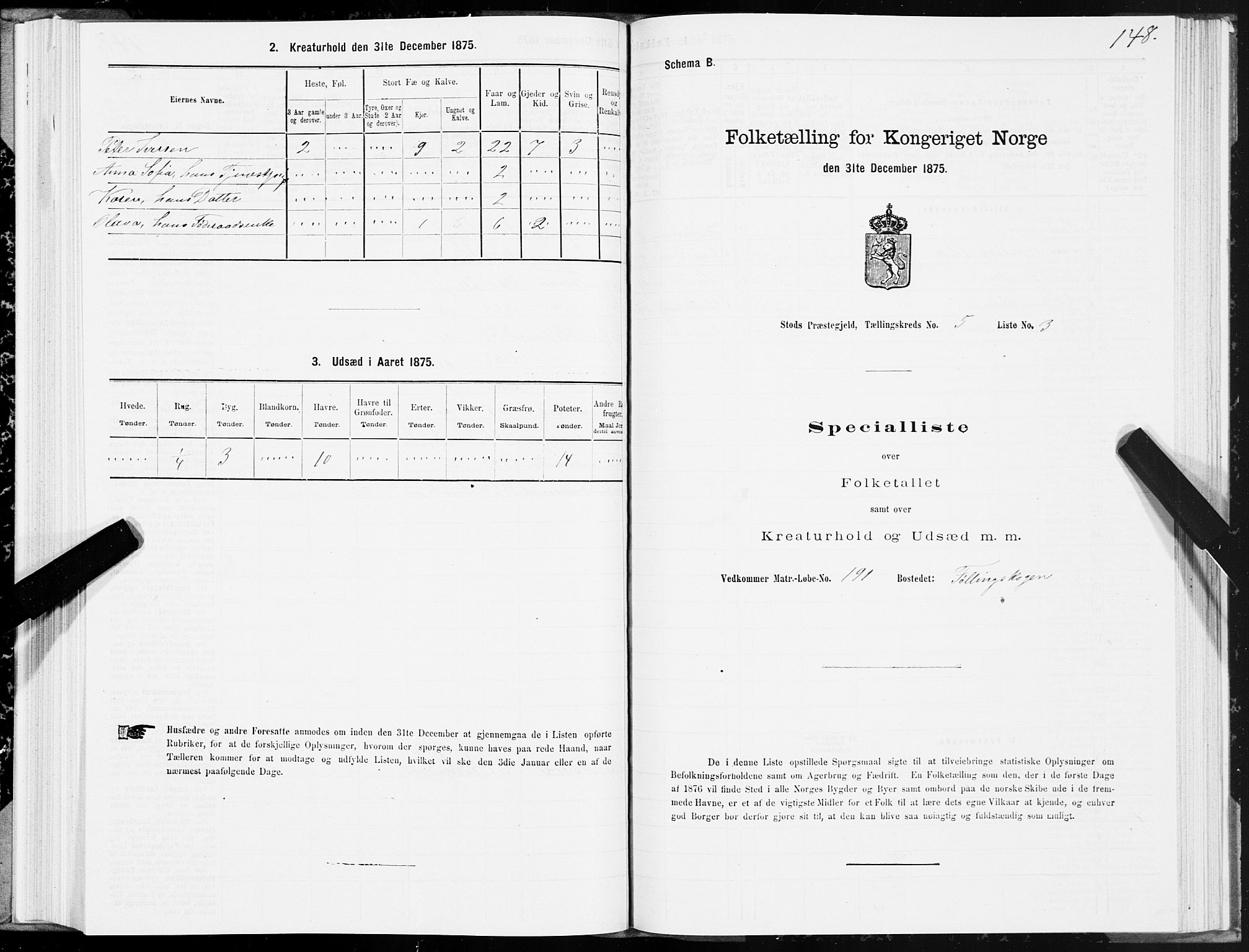 SAT, Folketelling 1875 for 1734P Stod prestegjeld, 1875, s. 4148