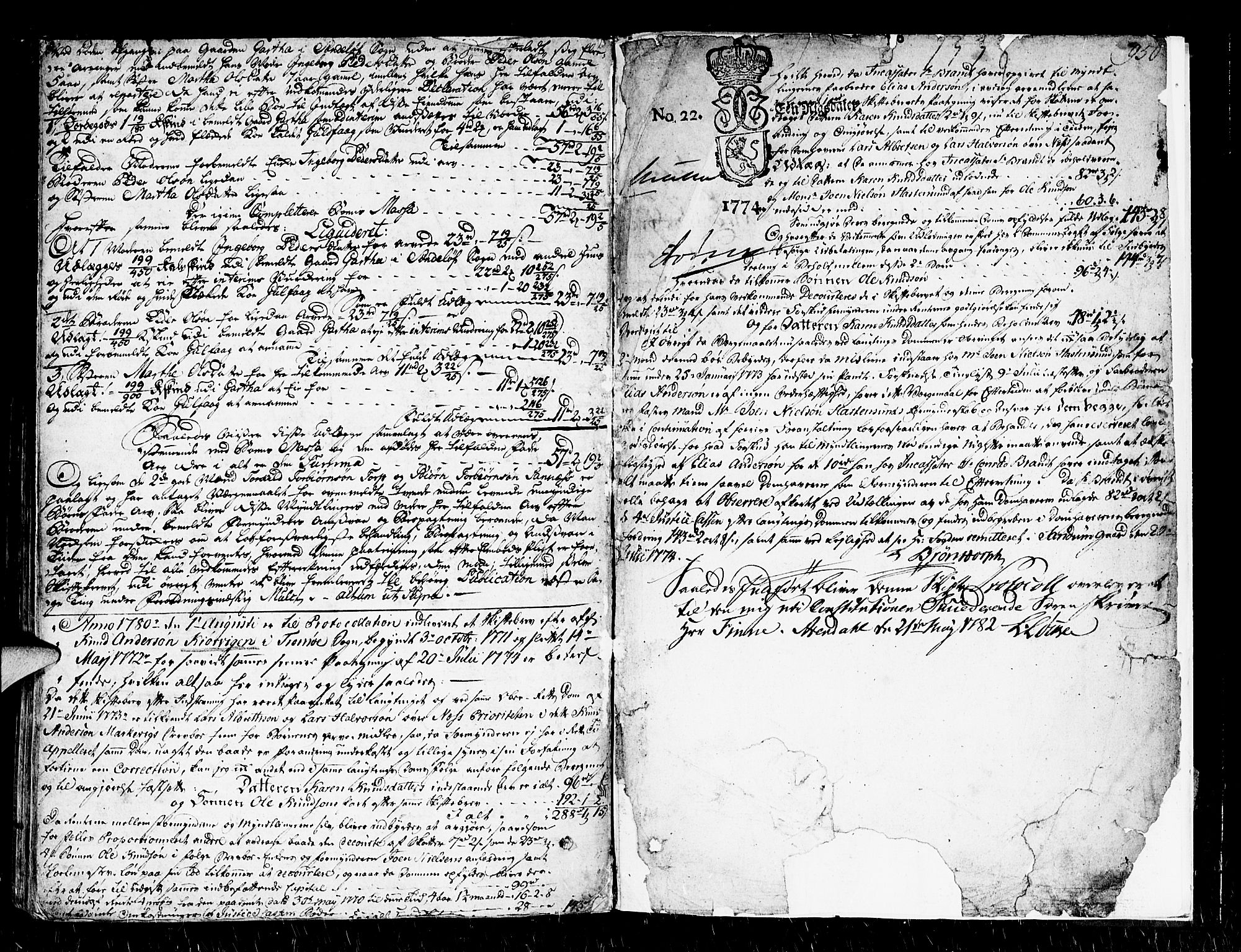 Nedenes sorenskriveri før 1824, SAK/1221-0007/H/Hc/L0035: Skifteprotokoll med register nr 23a, 1772-1780, s. 949b-950a