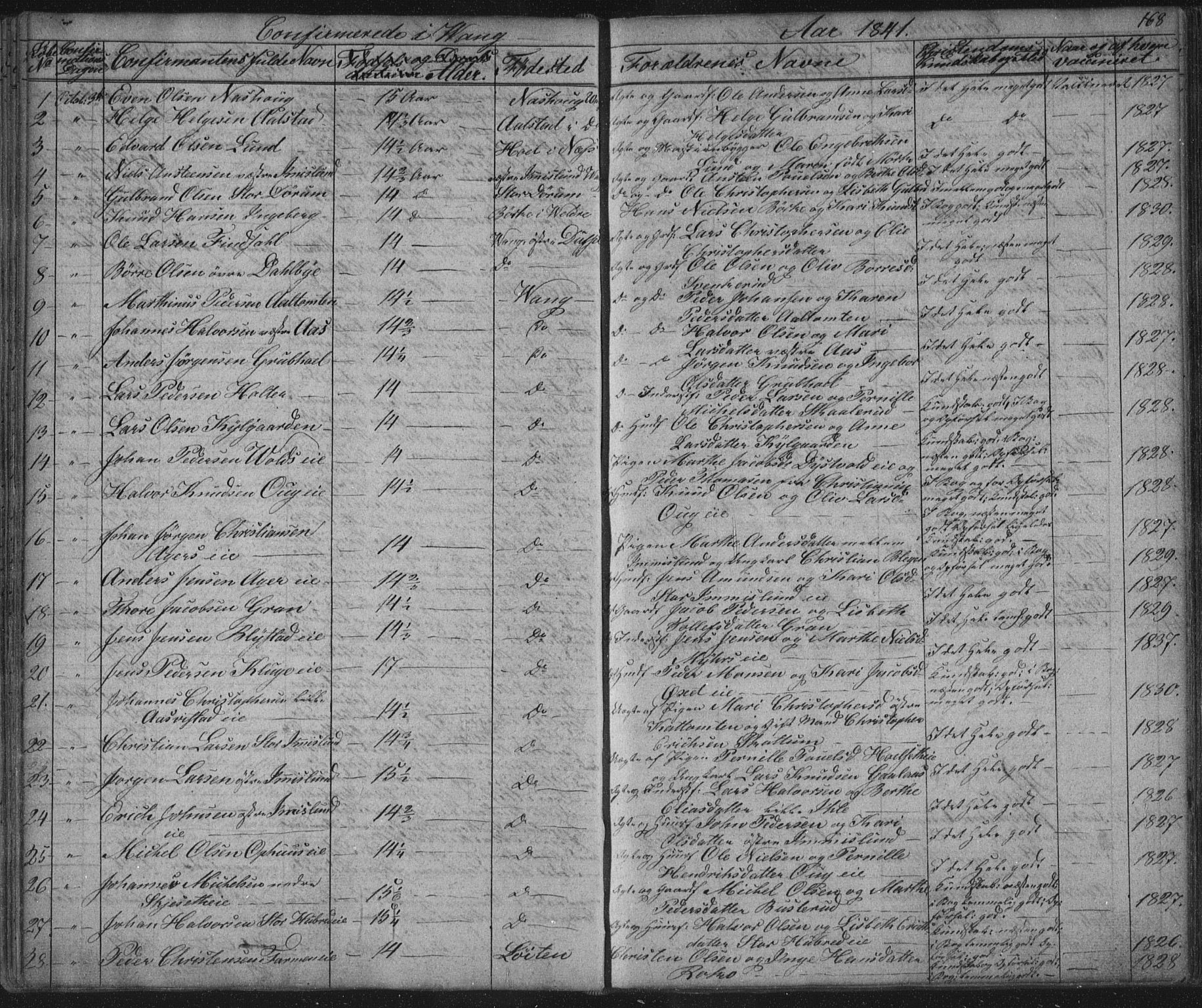Vang prestekontor, Hedmark, AV/SAH-PREST-008/H/Ha/Hab/L0008: Klokkerbok nr. 8, 1832-1854, s. 168