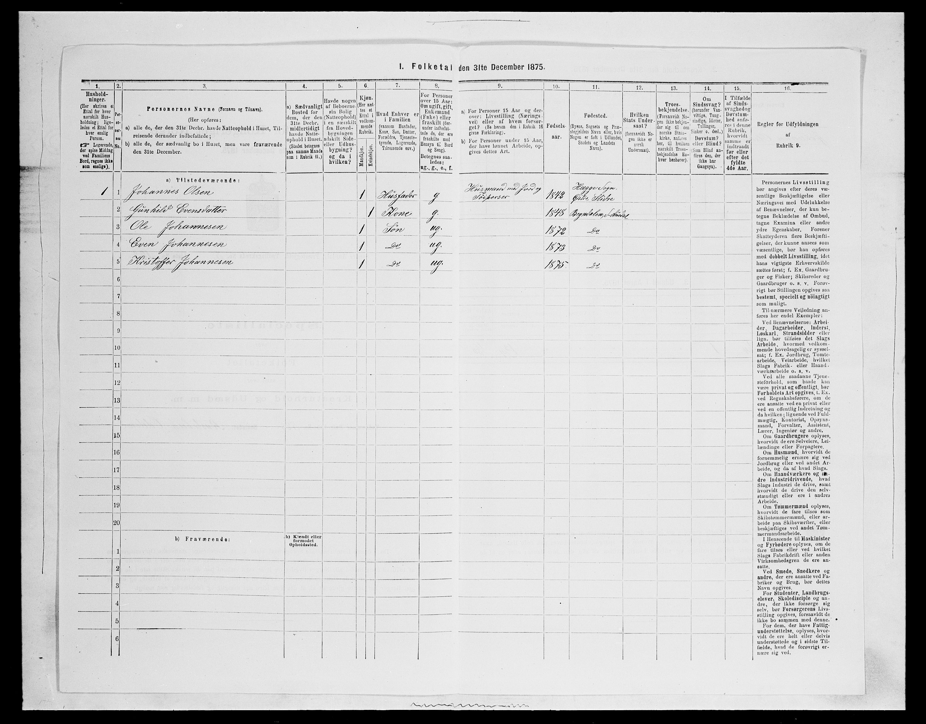 SAH, Folketelling 1875 for 0540P Sør-Aurdal prestegjeld, 1875, s. 972