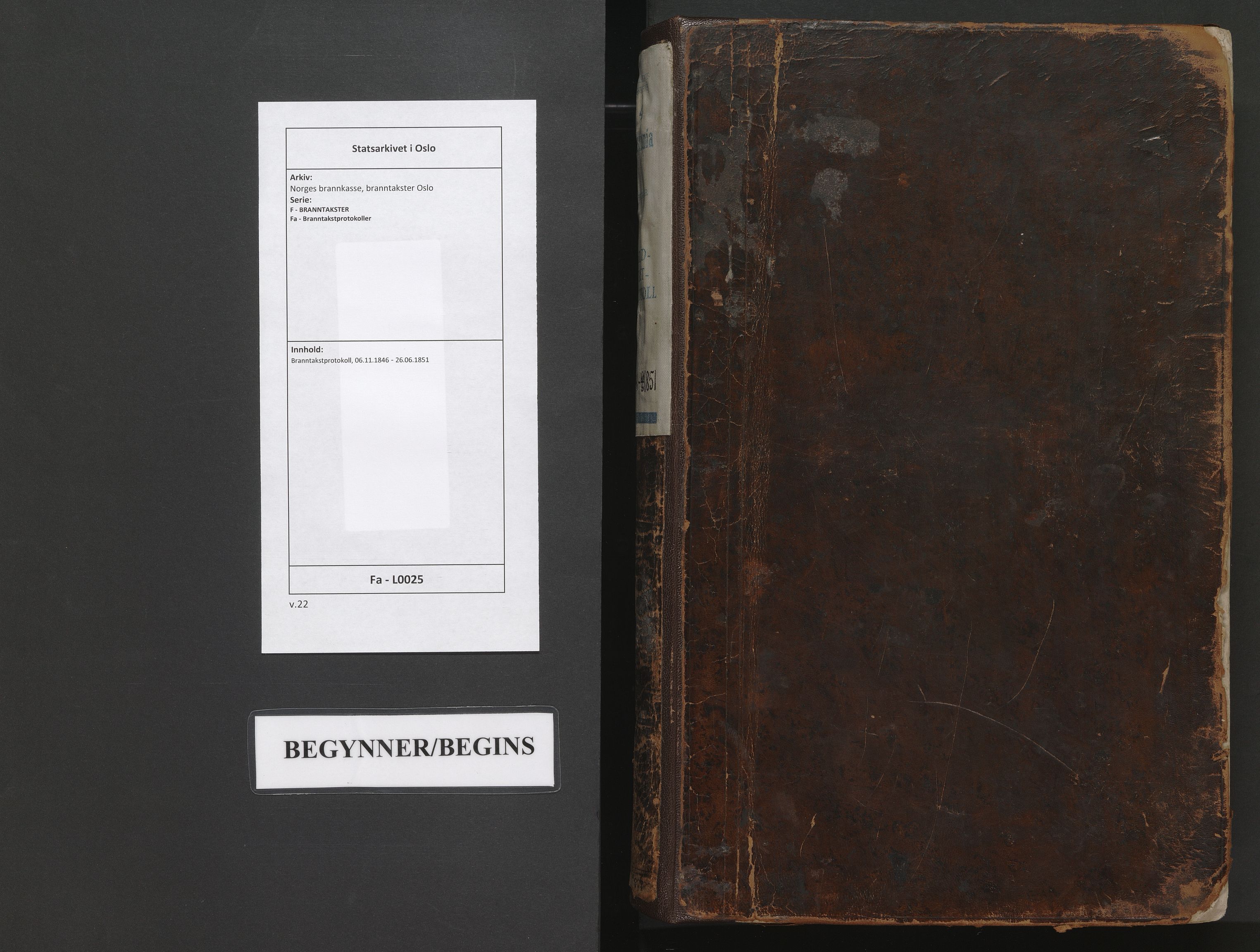 Norges brannkasse, branntakster Oslo, AV/SAO-A-11402/F/Fa/L0025: Branntakstprotokoll, 1846-1851