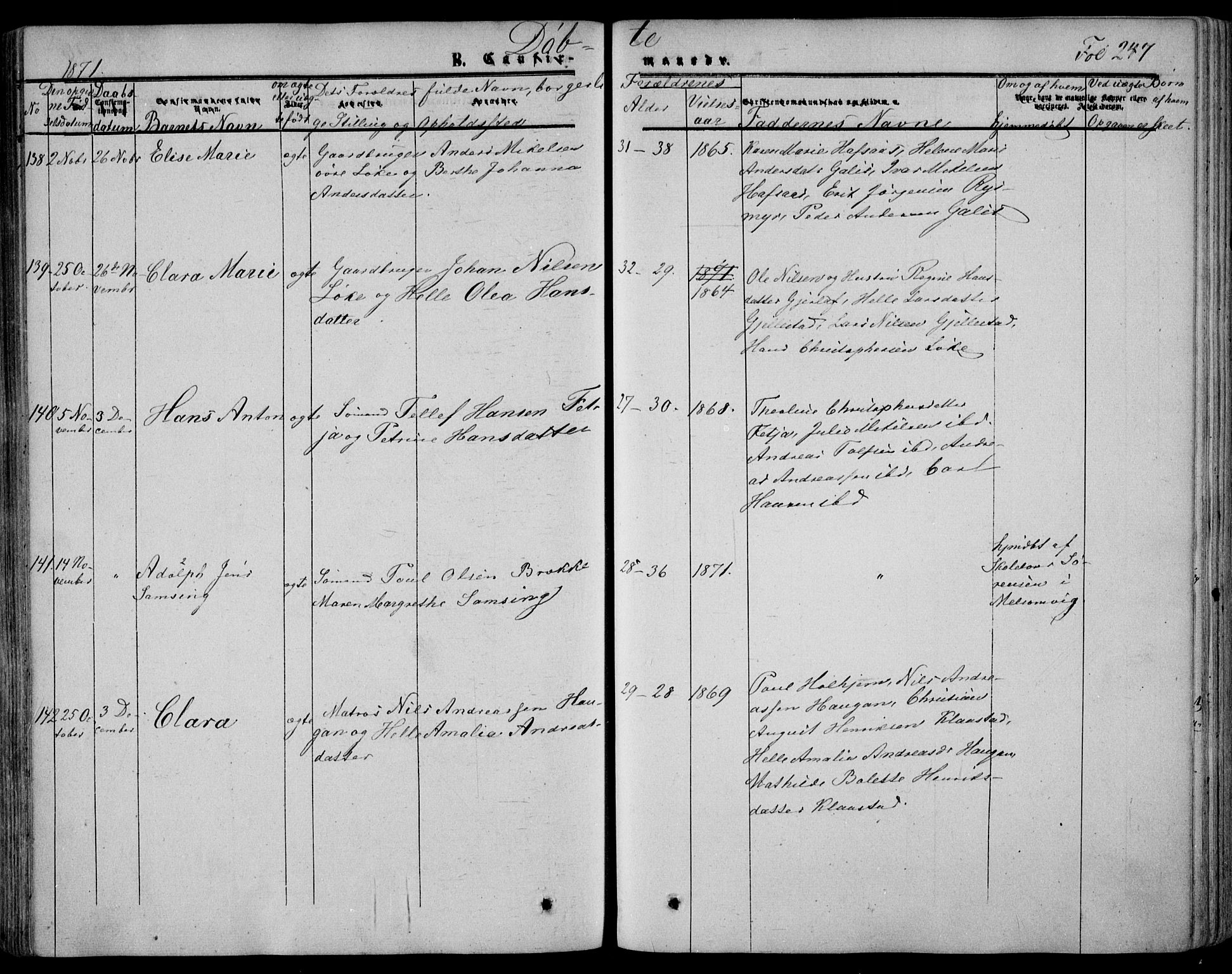 Stokke kirkebøker, AV/SAKO-A-320/F/Fa/L0008: Ministerialbok nr. I 8, 1858-1871, s. 247
