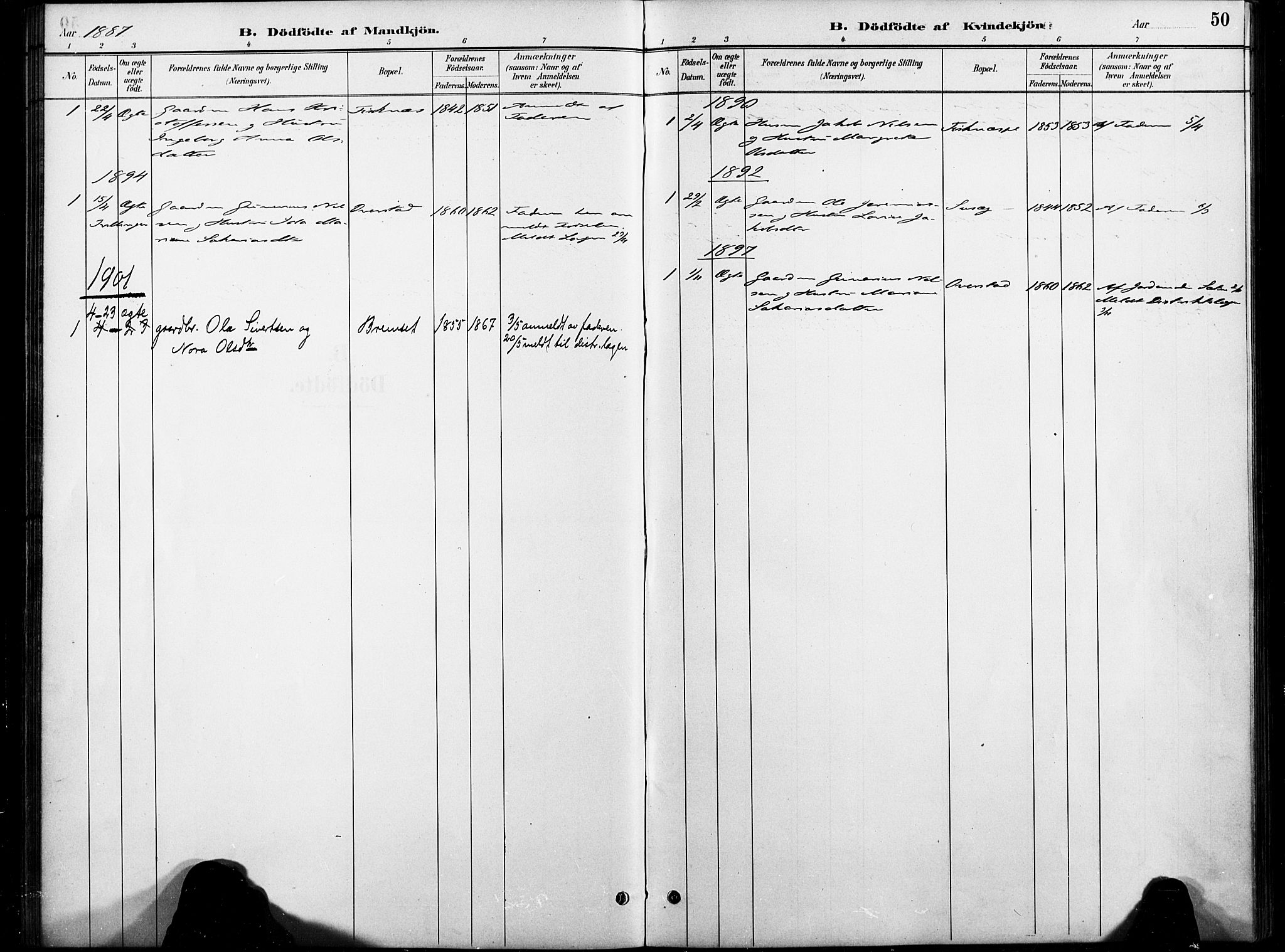 Ministerialprotokoller, klokkerbøker og fødselsregistre - Nord-Trøndelag, AV/SAT-A-1458/738/L0364: Ministerialbok nr. 738A01, 1884-1902, s. 50