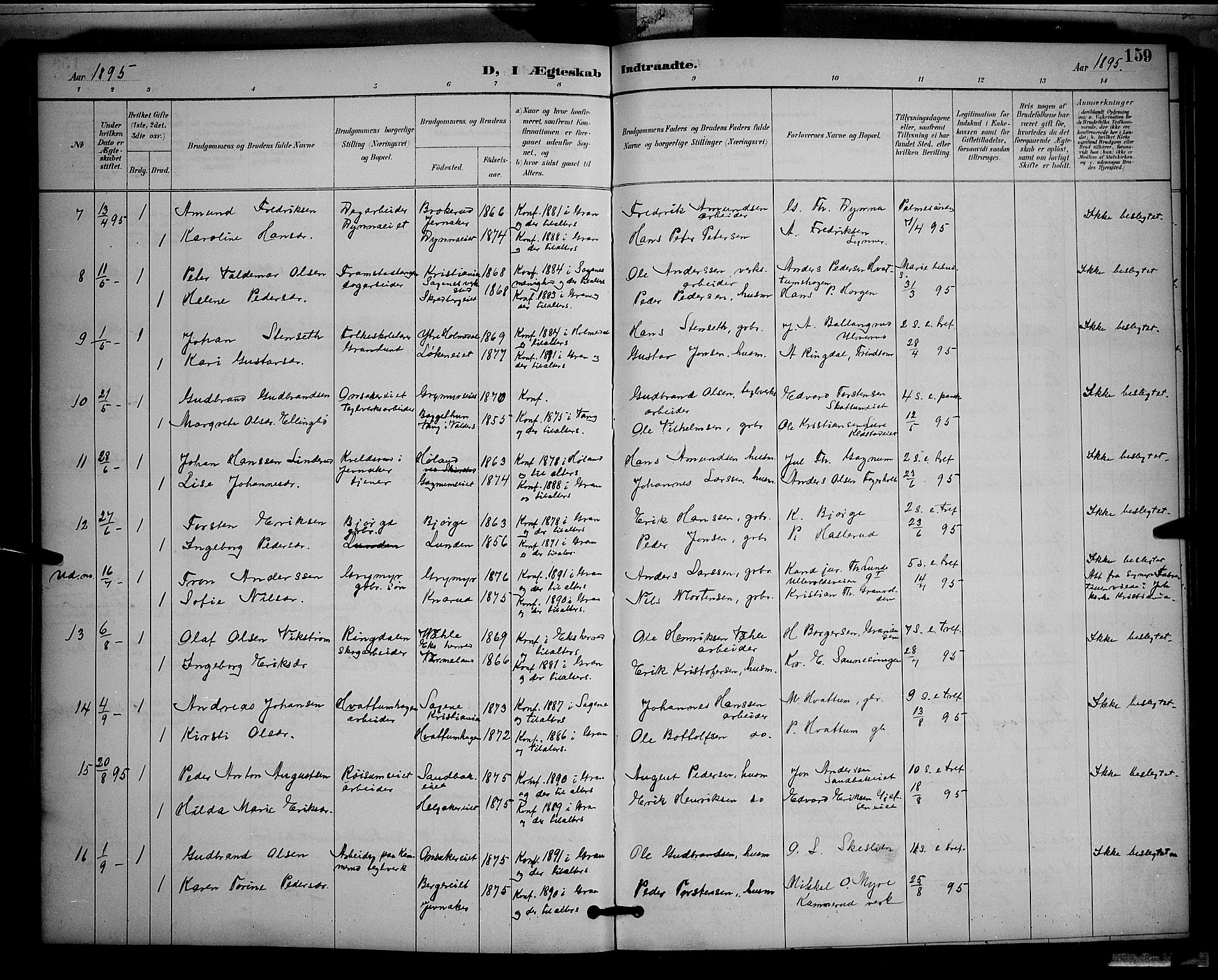 Gran prestekontor, AV/SAH-PREST-112/H/Ha/Hab/L0005: Klokkerbok nr. 5, 1892-1900, s. 159