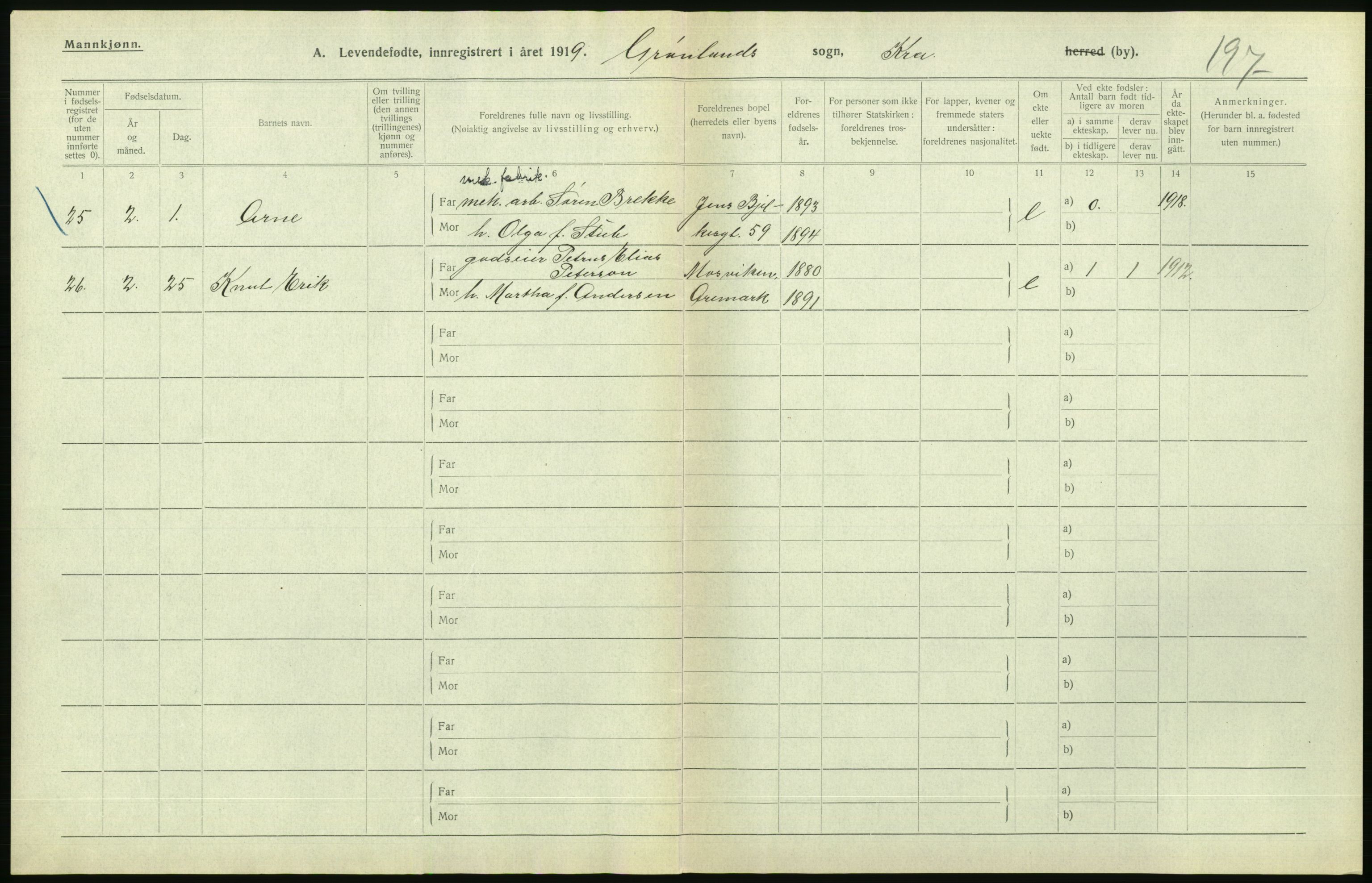 Statistisk sentralbyrå, Sosiodemografiske emner, Befolkning, AV/RA-S-2228/D/Df/Dfb/Dfbi/L0008: Kristiania: Levendefødte menn og kvinner., 1919