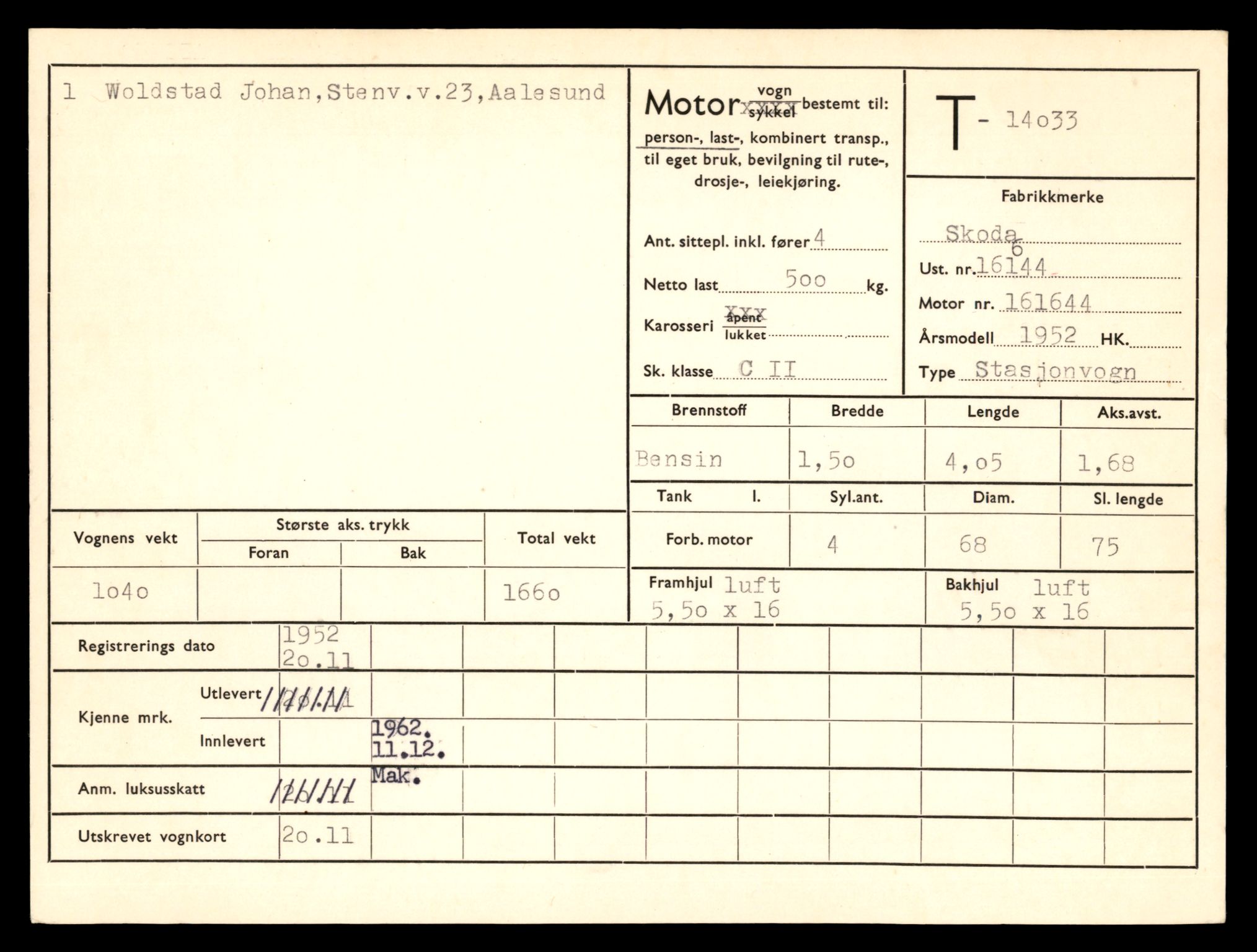Møre og Romsdal vegkontor - Ålesund trafikkstasjon, AV/SAT-A-4099/F/Fe/L0042: Registreringskort for kjøretøy T 13906 - T 14079, 1927-1998, s. 1999