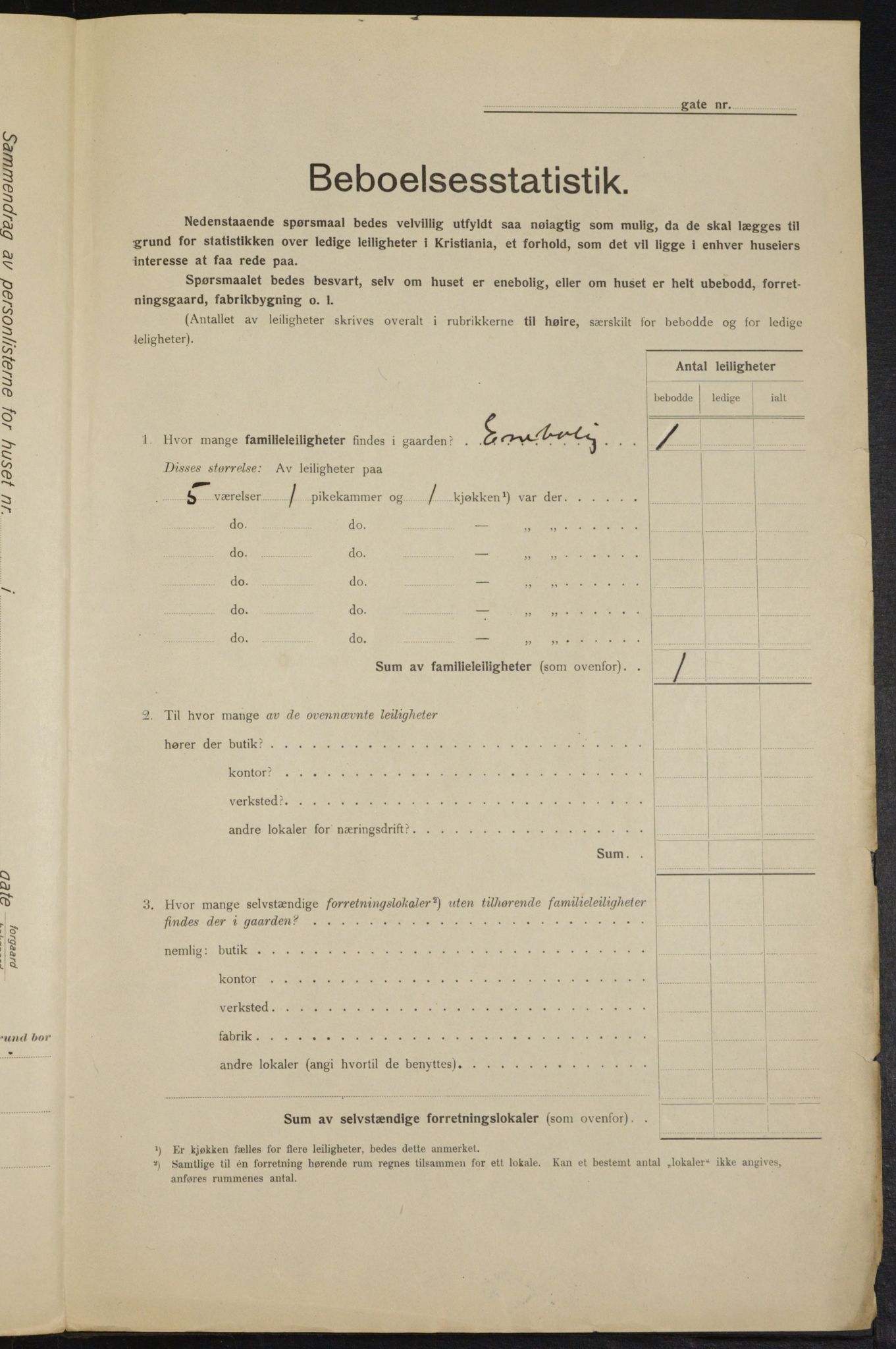 OBA, Kommunal folketelling 1.2.1915 for Kristiania, 1915, s. 107160