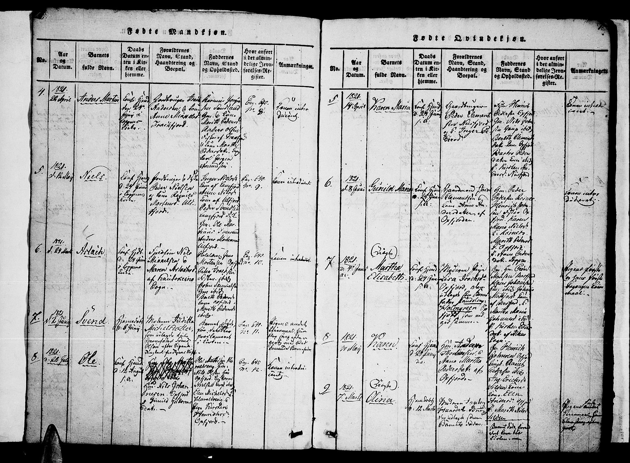Loppa sokneprestkontor, AV/SATØ-S-1339/H/Hb/L0001klokker: Klokkerbok nr. 1, 1820-1849, s. 6-7