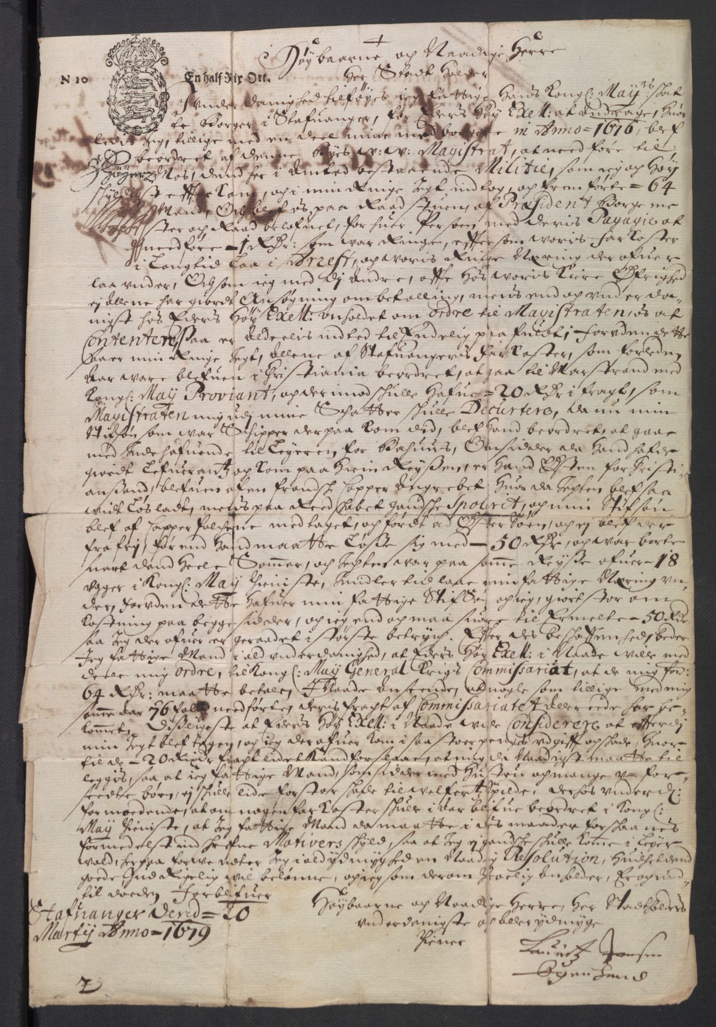 Rentekammeret inntil 1814, Reviderte regnskaper, Byregnskaper, RA/EA-4066/R/Ro/L0301: [O3] Kontribusjonsregnskap, 1679-1684, s. 34