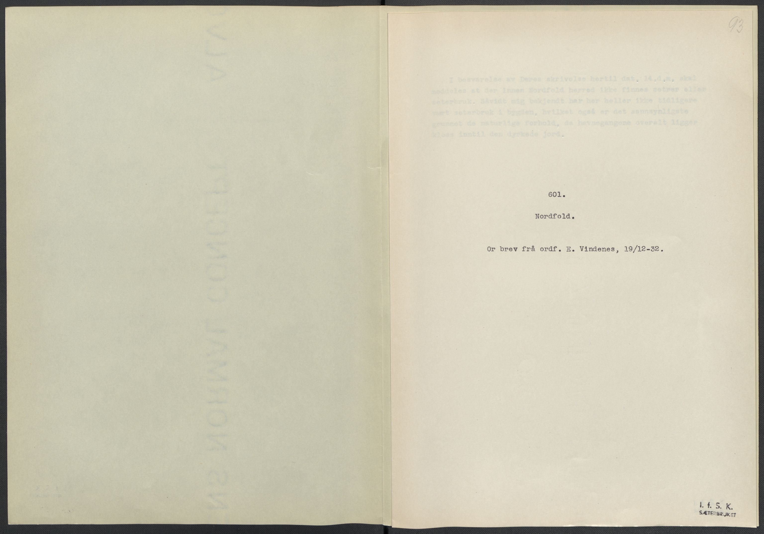 Instituttet for sammenlignende kulturforskning, AV/RA-PA-0424/F/Fc/L0016/0002: Eske B16: / Nordland (perm XLVII), 1932-1936, s. 93