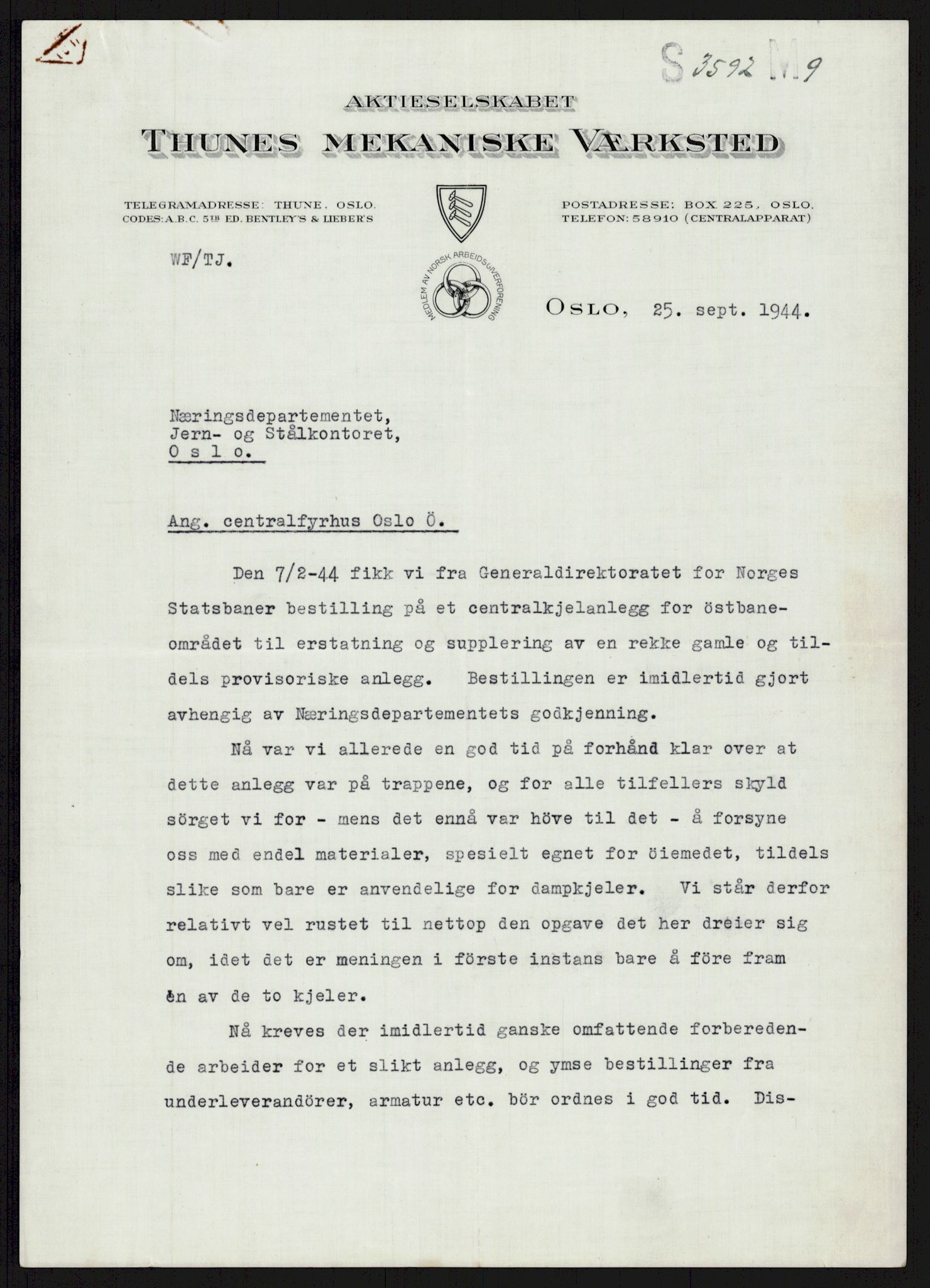 Direktoratet for industriforsyning, Sekretariatet, AV/RA-S-4153/D/Df/L0055: 9. Metallkontoret, 1940-1945, s. 99