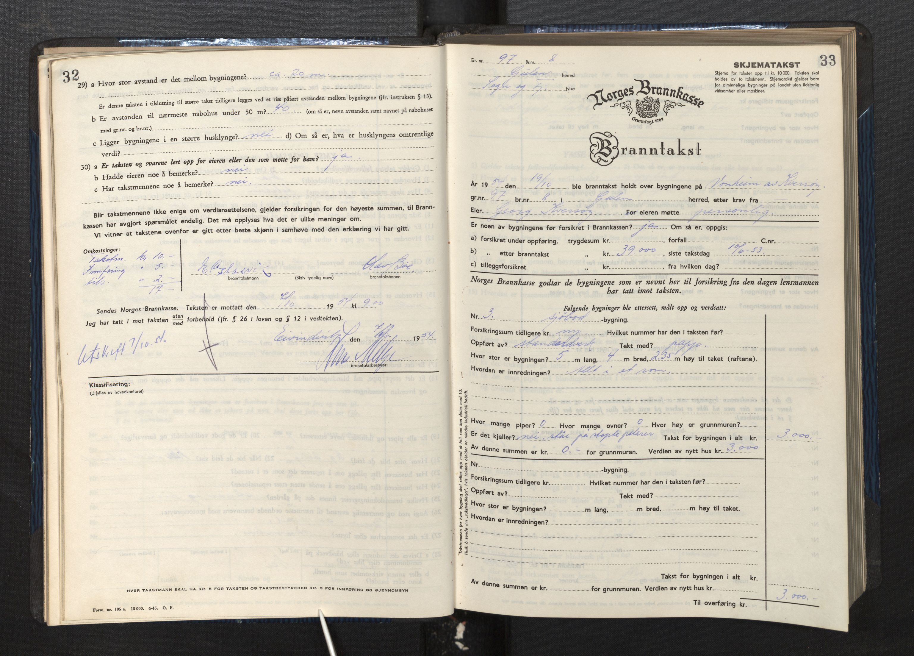 Lensmannen i Gulen, SAB/A-27901/0012/L0004: Branntakstprotokoll skjematakst, 1948-1954, s. 32-33