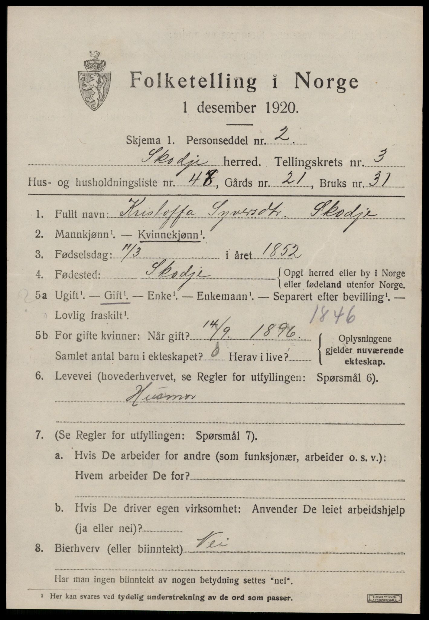 SAT, Folketelling 1920 for 1529 Skodje herred, 1920, s. 1817