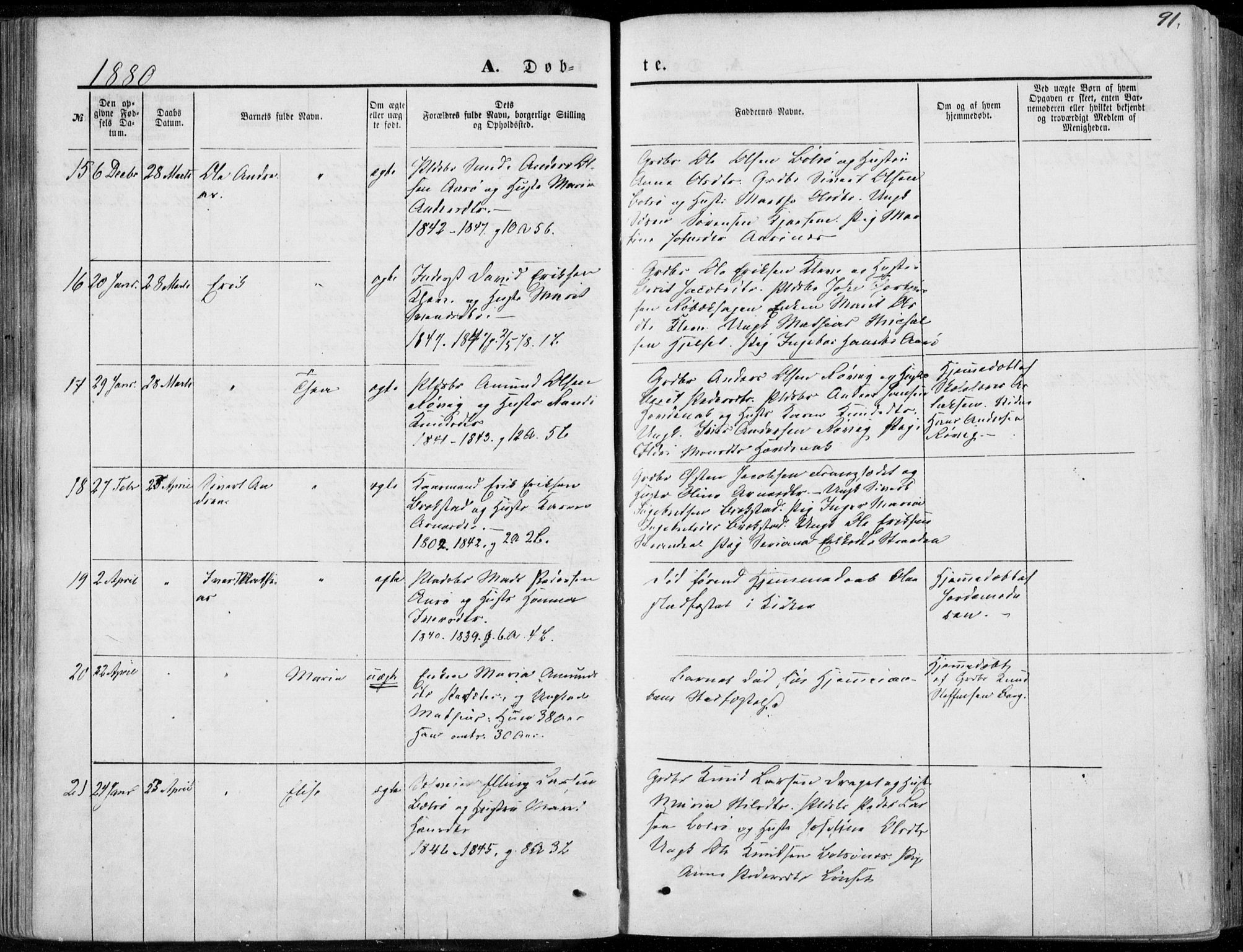 Ministerialprotokoller, klokkerbøker og fødselsregistre - Møre og Romsdal, SAT/A-1454/555/L0655: Ministerialbok nr. 555A05, 1869-1886, s. 91
