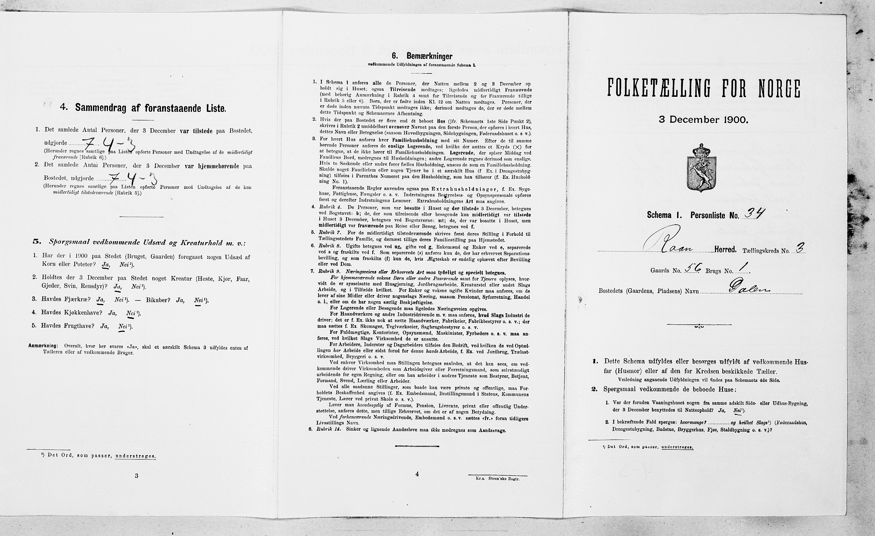 SAT, Folketelling 1900 for 1632 Roan herred, 1900, s. 292