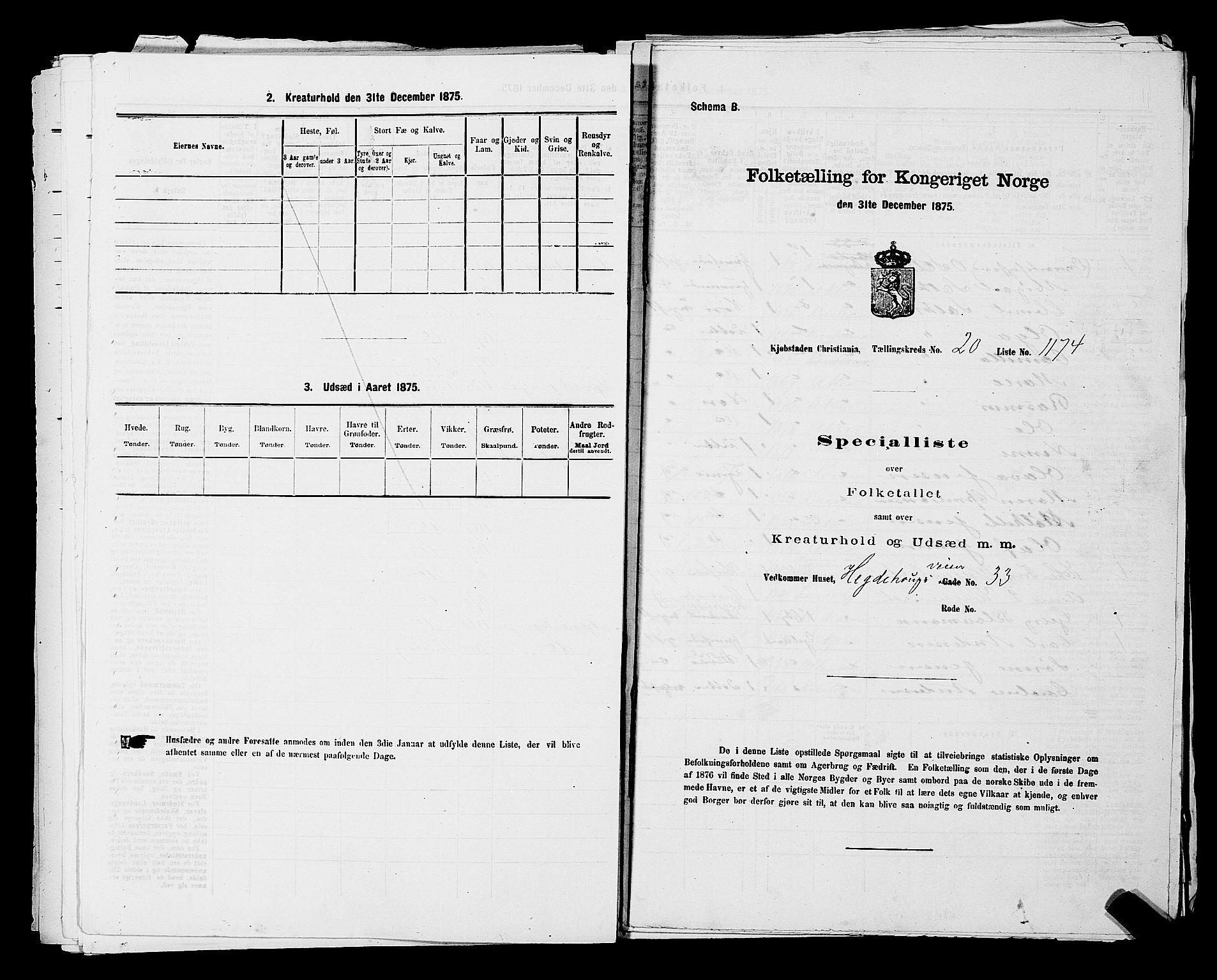 RA, Folketelling 1875 for 0301 Kristiania kjøpstad, 1875, s. 3664