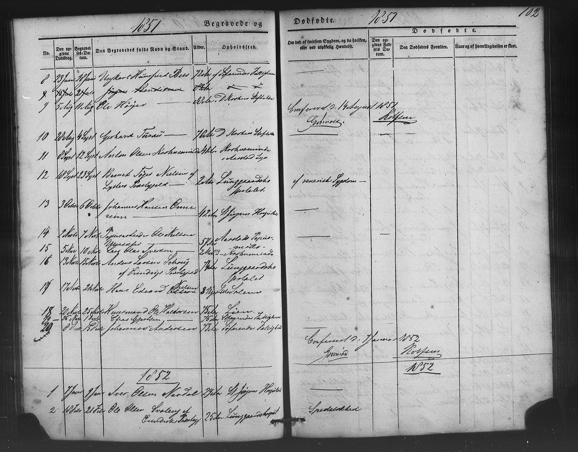 St. Jørgens hospital og Årstad sokneprestembete, AV/SAB-A-99934: Klokkerbok nr. A 5, 1844-1871, s. 102
