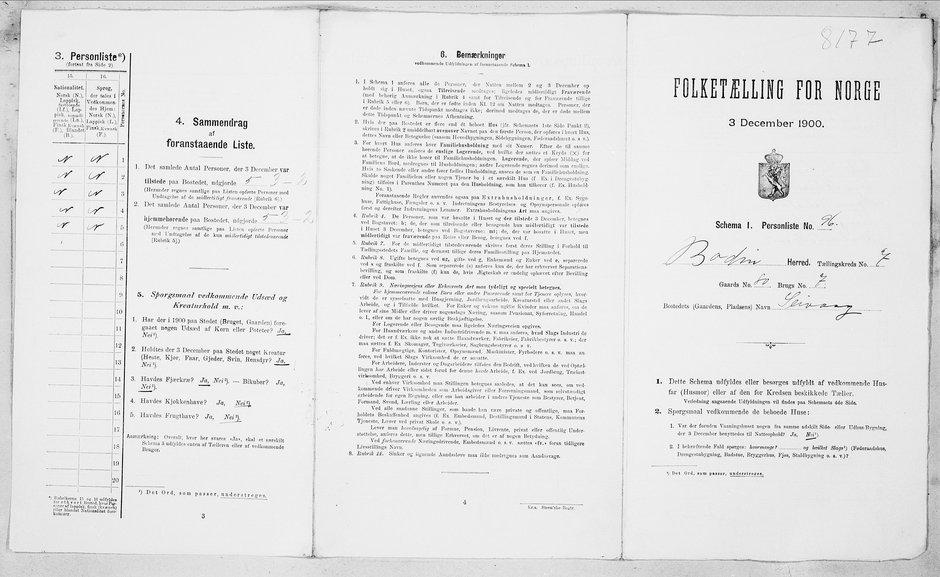 SAT, Folketelling 1900 for 1843 Bodin herred, 1900, s. 1206