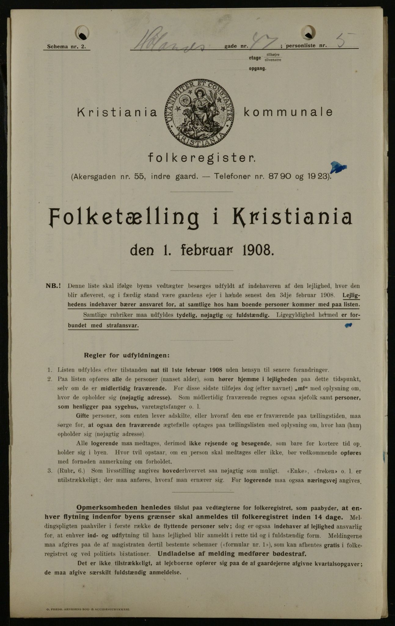 OBA, Kommunal folketelling 1.2.1908 for Kristiania kjøpstad, 1908, s. 38374