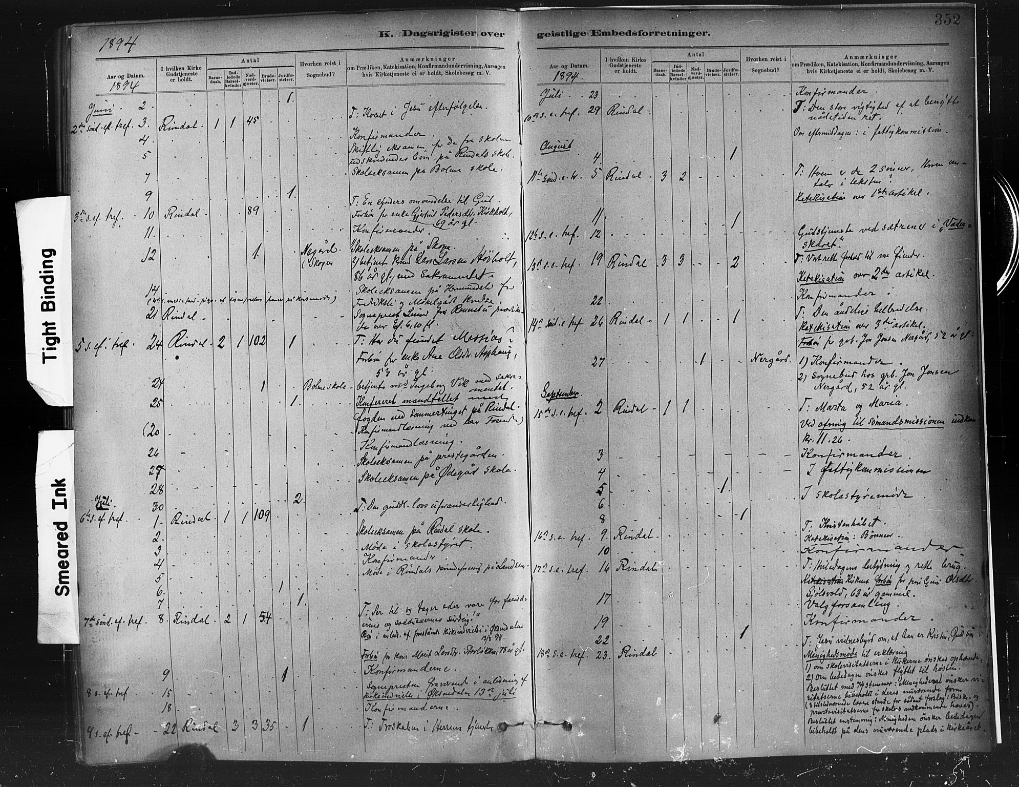 Ministerialprotokoller, klokkerbøker og fødselsregistre - Møre og Romsdal, AV/SAT-A-1454/598/L1069: Ministerialbok nr. 598A03, 1882-1895, s. 352