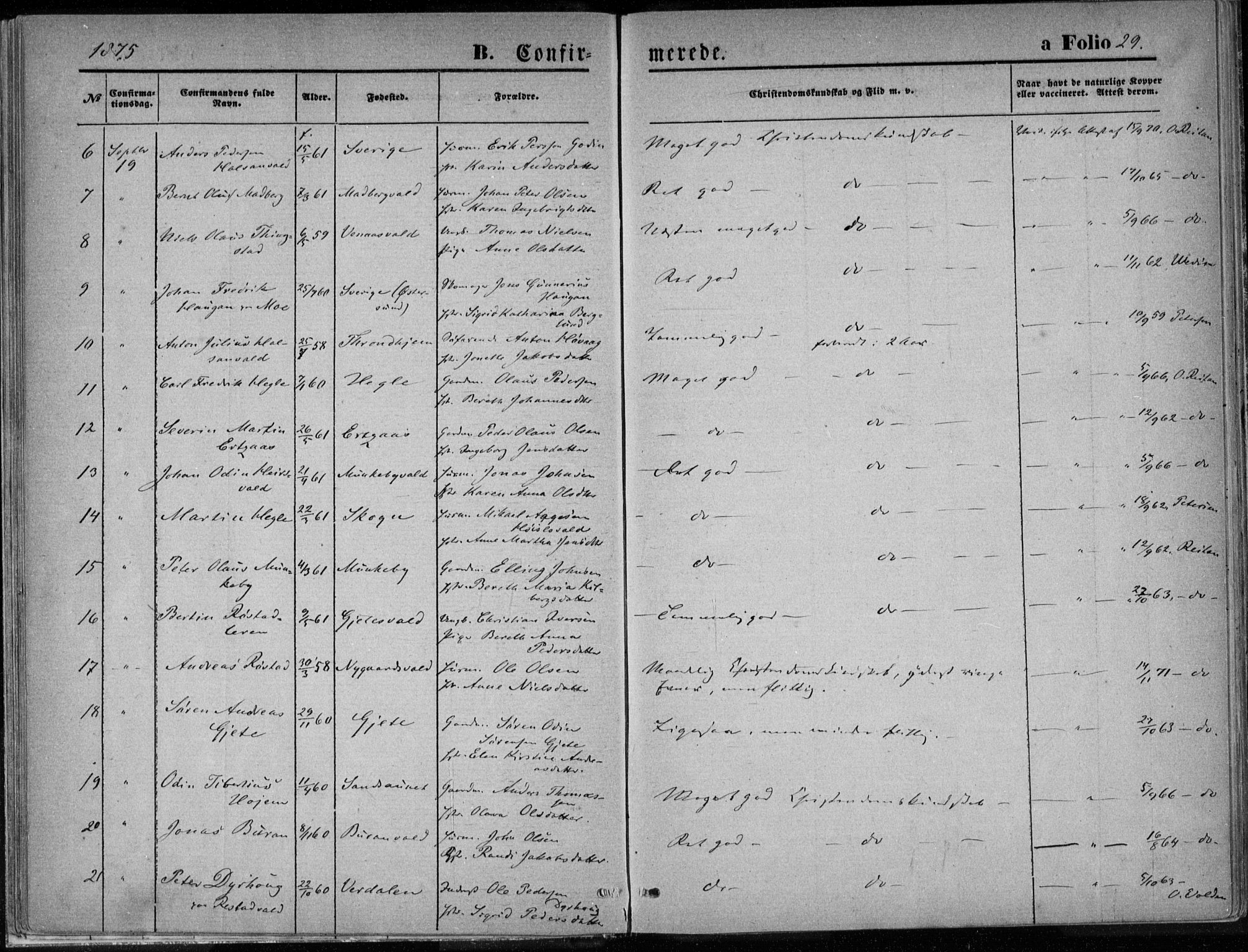 Ministerialprotokoller, klokkerbøker og fødselsregistre - Nord-Trøndelag, AV/SAT-A-1458/720/L0187: Ministerialbok nr. 720A04 /1, 1875-1879, s. 29