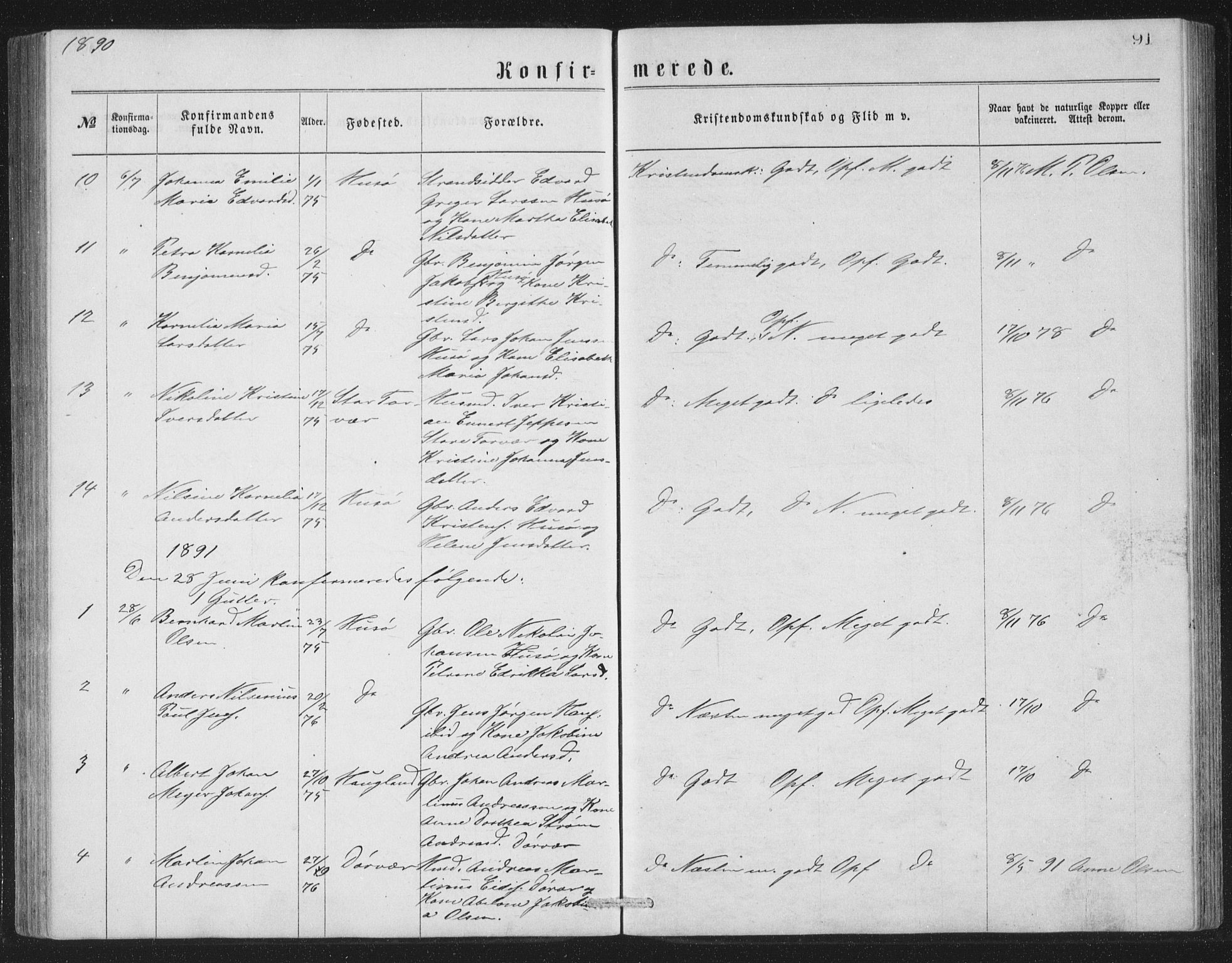 Ministerialprotokoller, klokkerbøker og fødselsregistre - Nordland, SAT/A-1459/840/L0582: Klokkerbok nr. 840C02, 1874-1900, s. 91