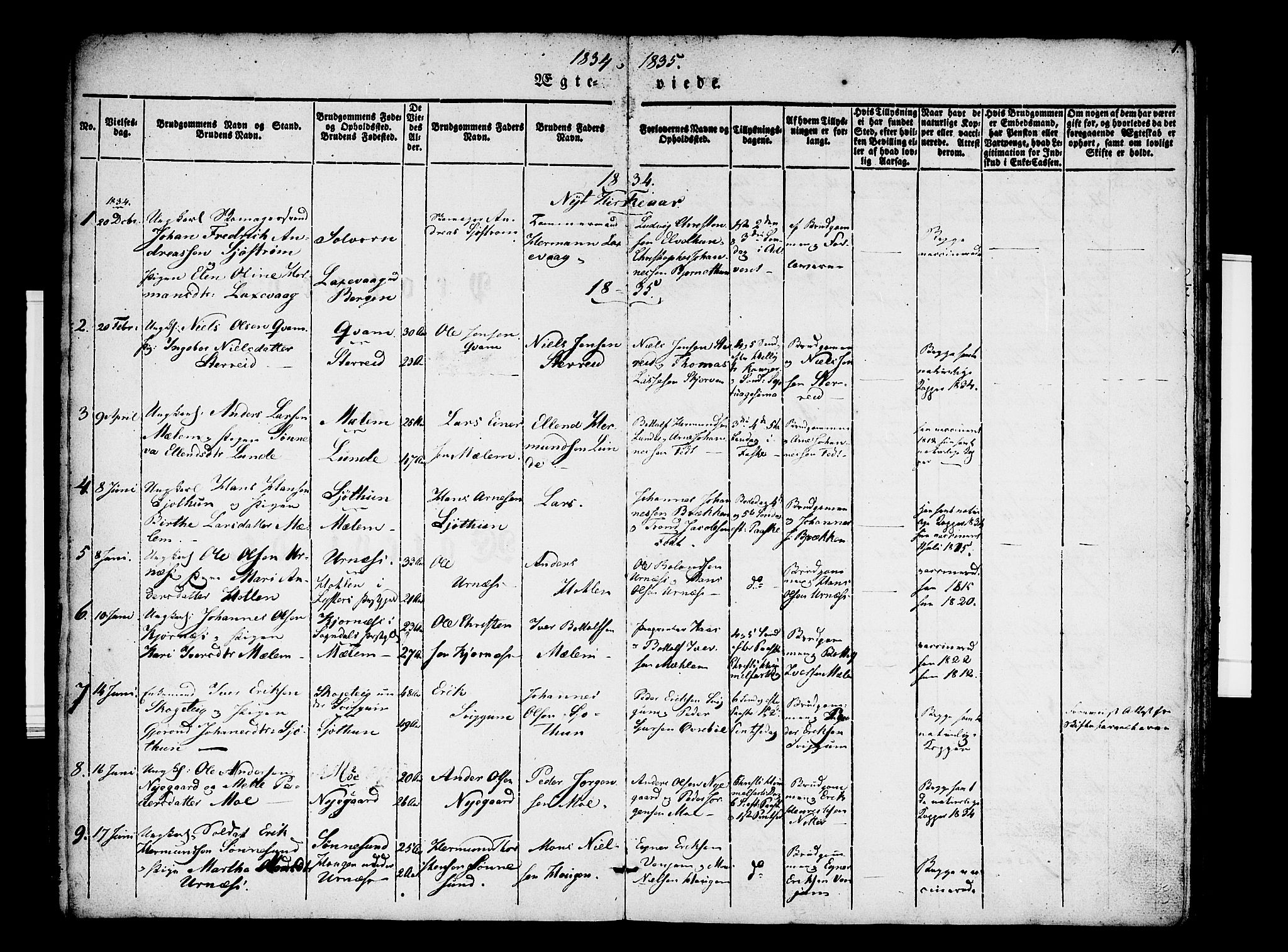 Hafslo sokneprestembete, AV/SAB-A-80301/H/Haa/Haaa/L0007: Ministerialbok nr. A 7, 1834-1854, s. 1