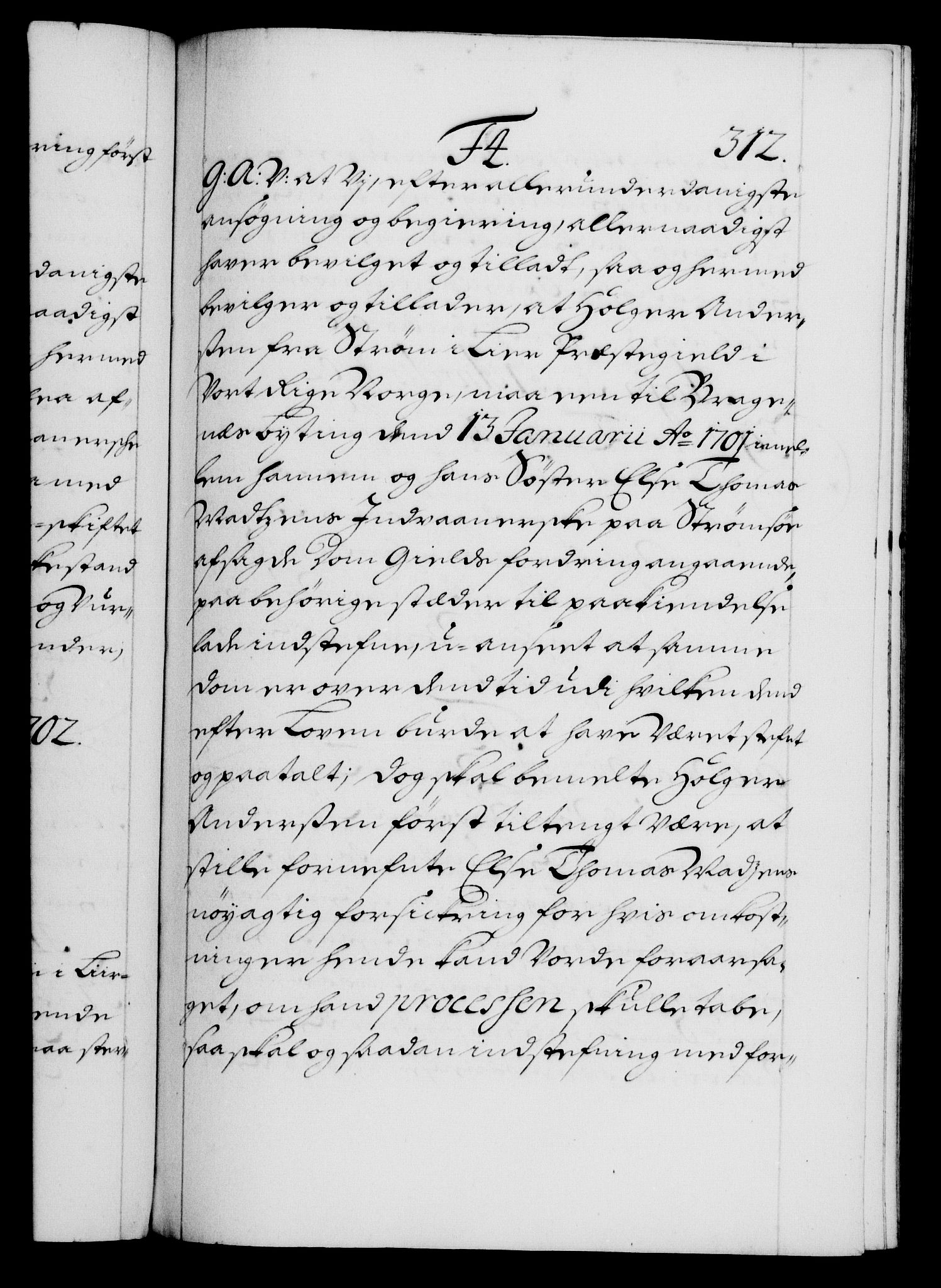 Danske Kanselli 1572-1799, RA/EA-3023/F/Fc/Fca/Fcaa/L0018: Norske registre, 1699-1703, s. 312a