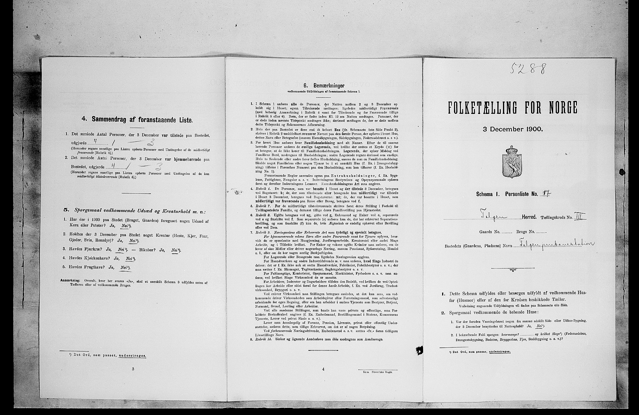 SAH, Folketelling 1900 for 0436 Tolga herred, 1900, s. 328