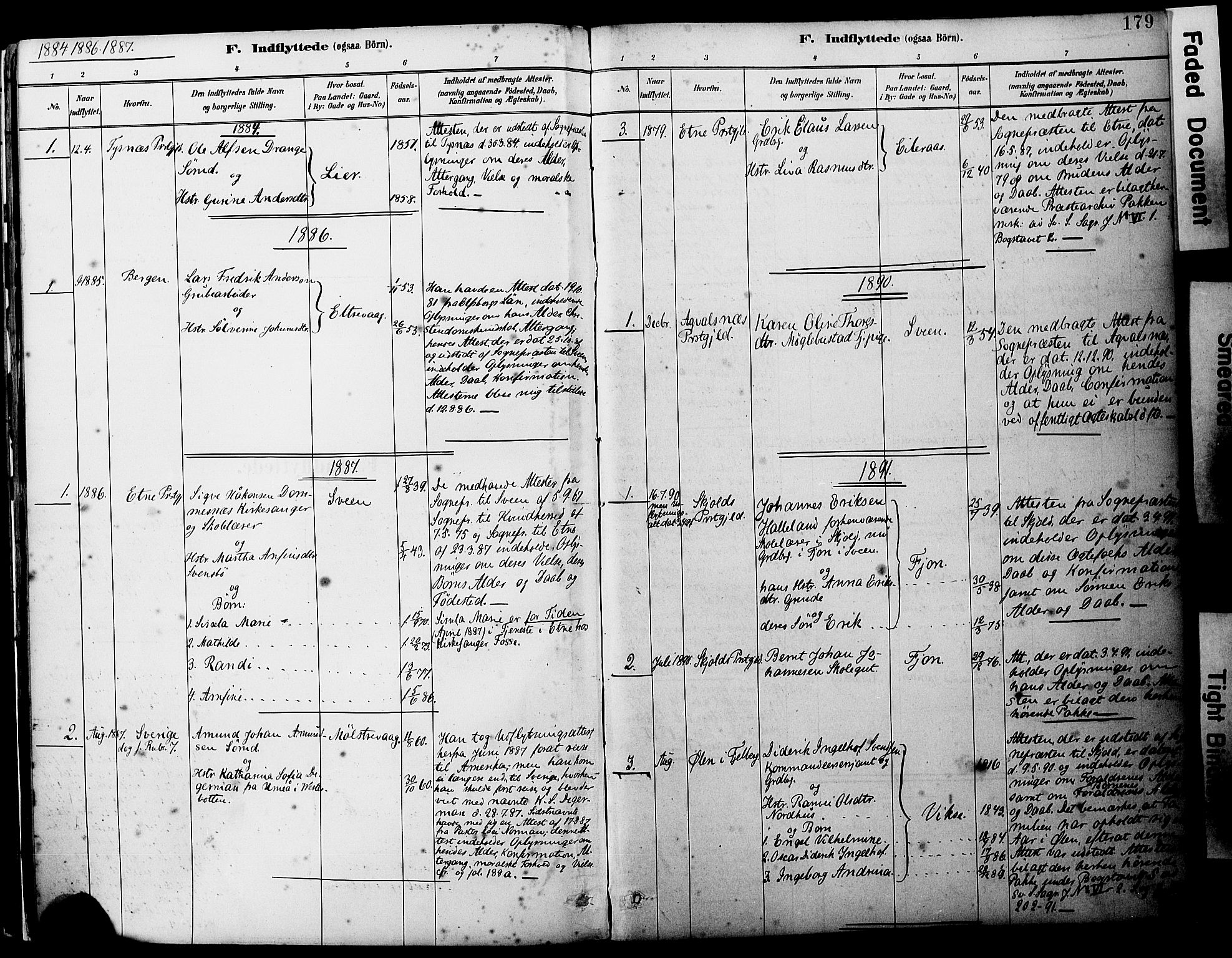 Sveio Sokneprestembete, AV/SAB-A-78501/H/Haa: Ministerialbok nr. B 2, 1883-1894, s. 179