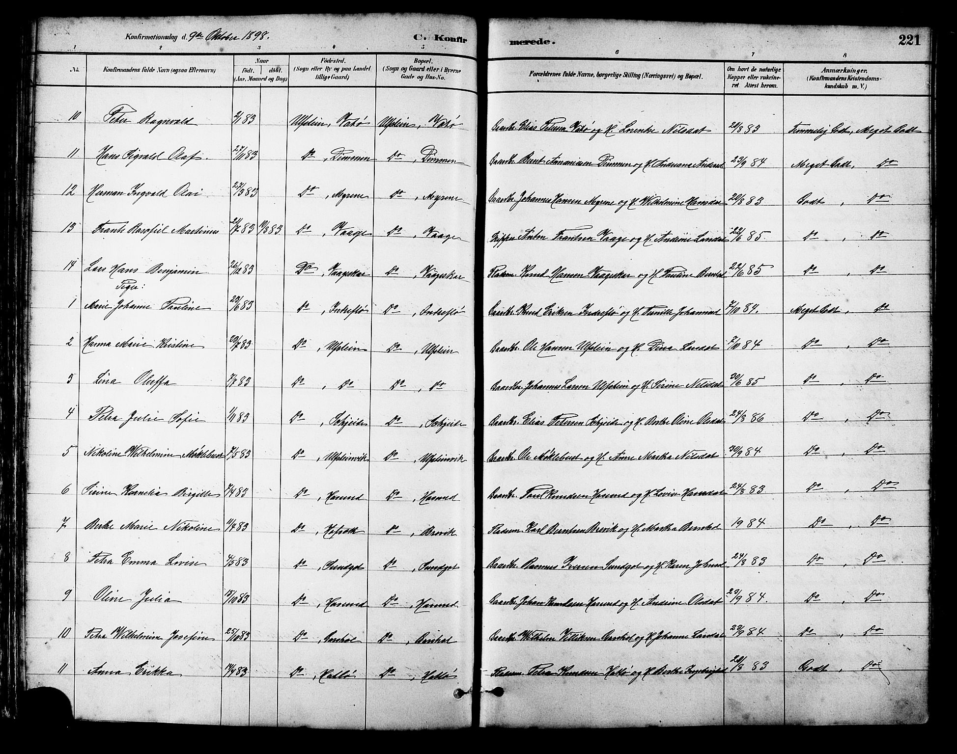 Ministerialprotokoller, klokkerbøker og fødselsregistre - Møre og Romsdal, SAT/A-1454/509/L0112: Klokkerbok nr. 509C02, 1883-1922, s. 221