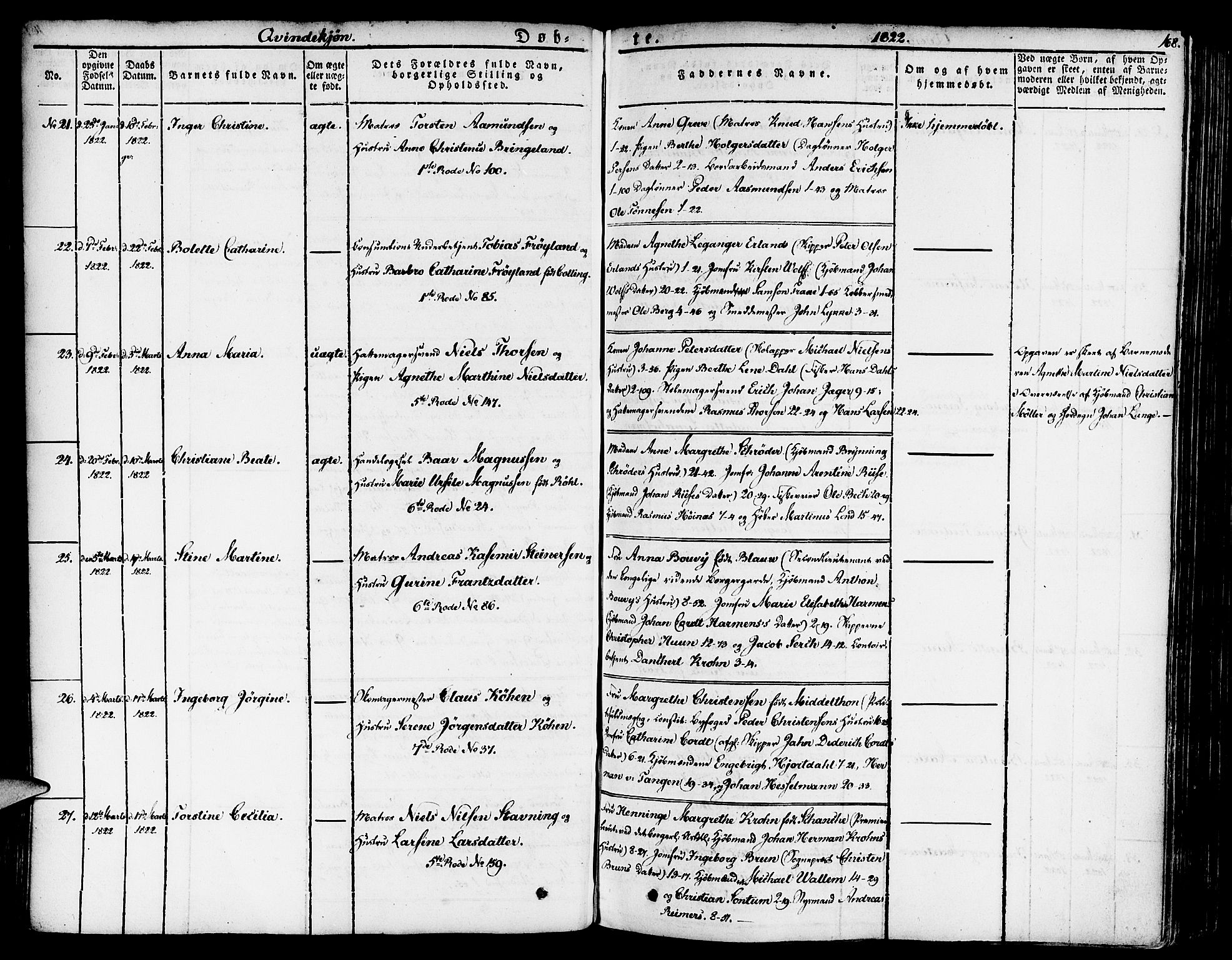 Nykirken Sokneprestembete, AV/SAB-A-77101/H/Haa/L0012: Ministerialbok nr. A 12, 1821-1844, s. 168