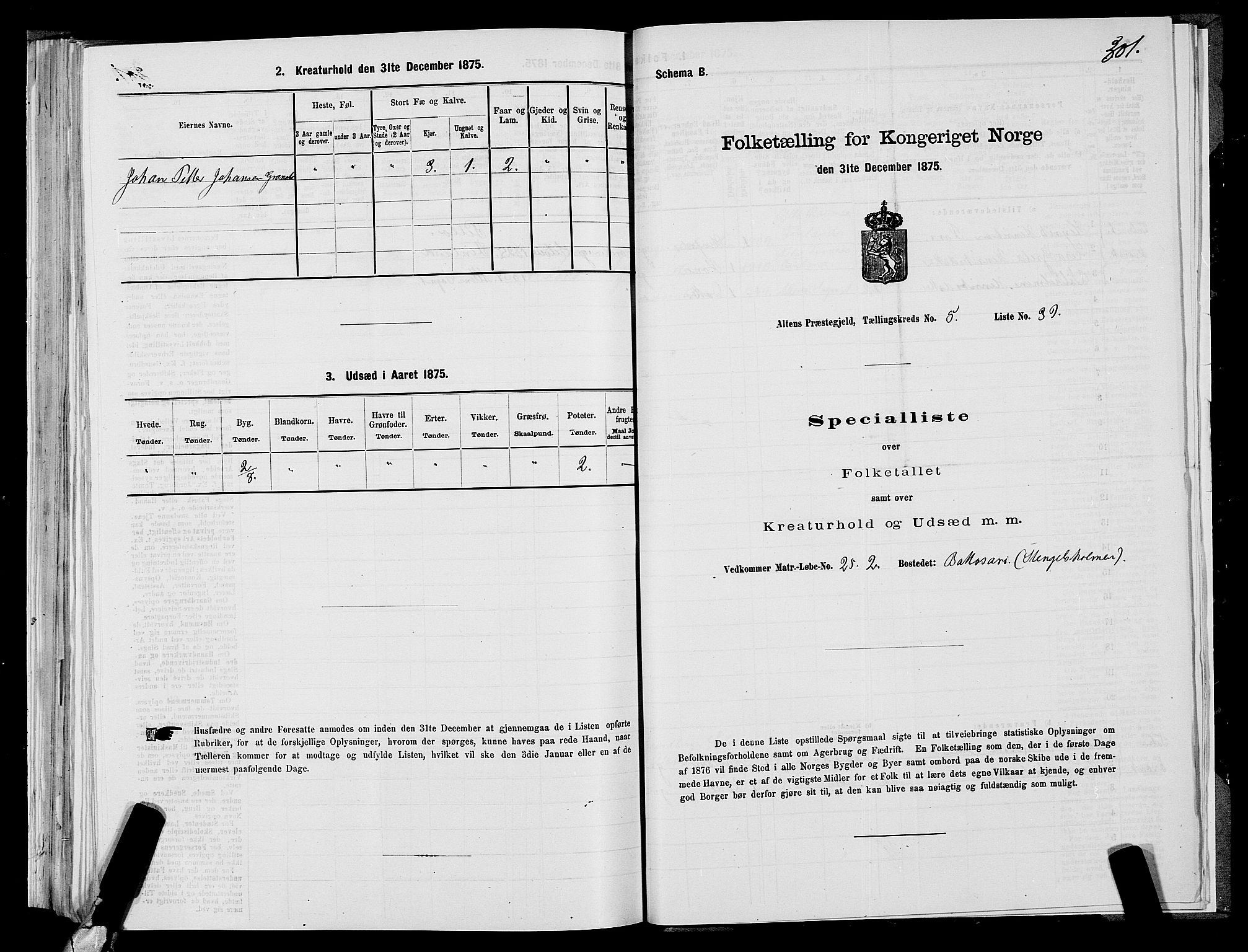 SATØ, Folketelling 1875 for 2012P Alta prestegjeld, 1875, s. 2301