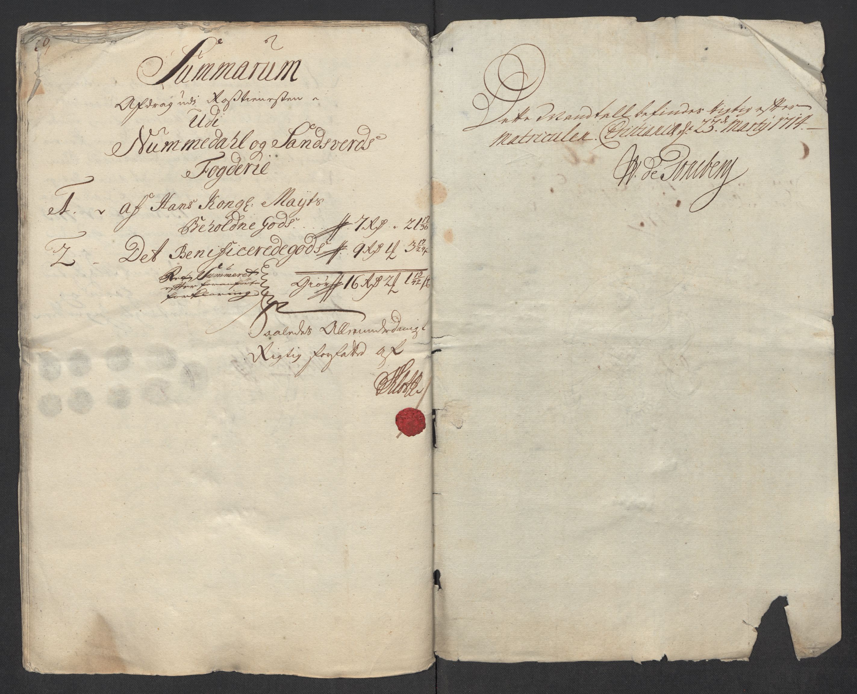 Rentekammeret inntil 1814, Reviderte regnskaper, Fogderegnskap, AV/RA-EA-4092/R24/L1588: Fogderegnskap Numedal og Sandsvær, 1713, s. 377
