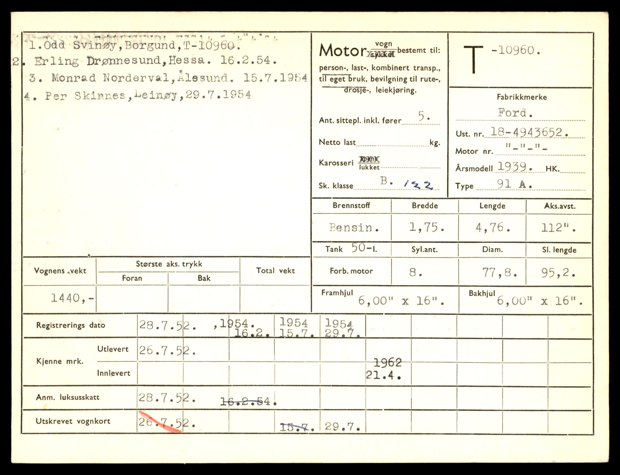 Møre og Romsdal vegkontor - Ålesund trafikkstasjon, AV/SAT-A-4099/F/Fe/L0025: Registreringskort for kjøretøy T 10931 - T 11045, 1927-1998, s. 813