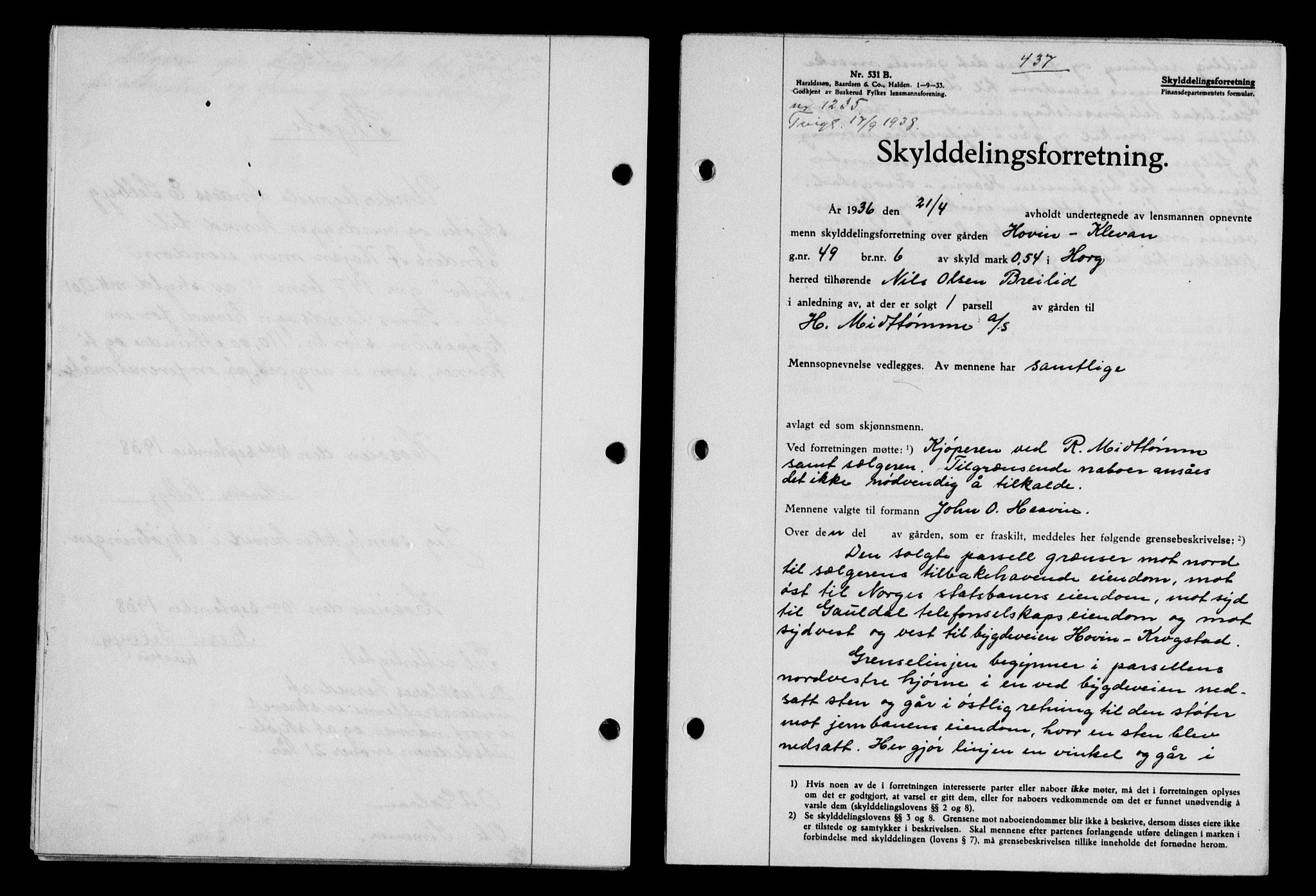 Gauldal sorenskriveri, SAT/A-0014/1/2/2C/L0049: Pantebok nr. 53, 1938-1938, Dagboknr: 1235/1938