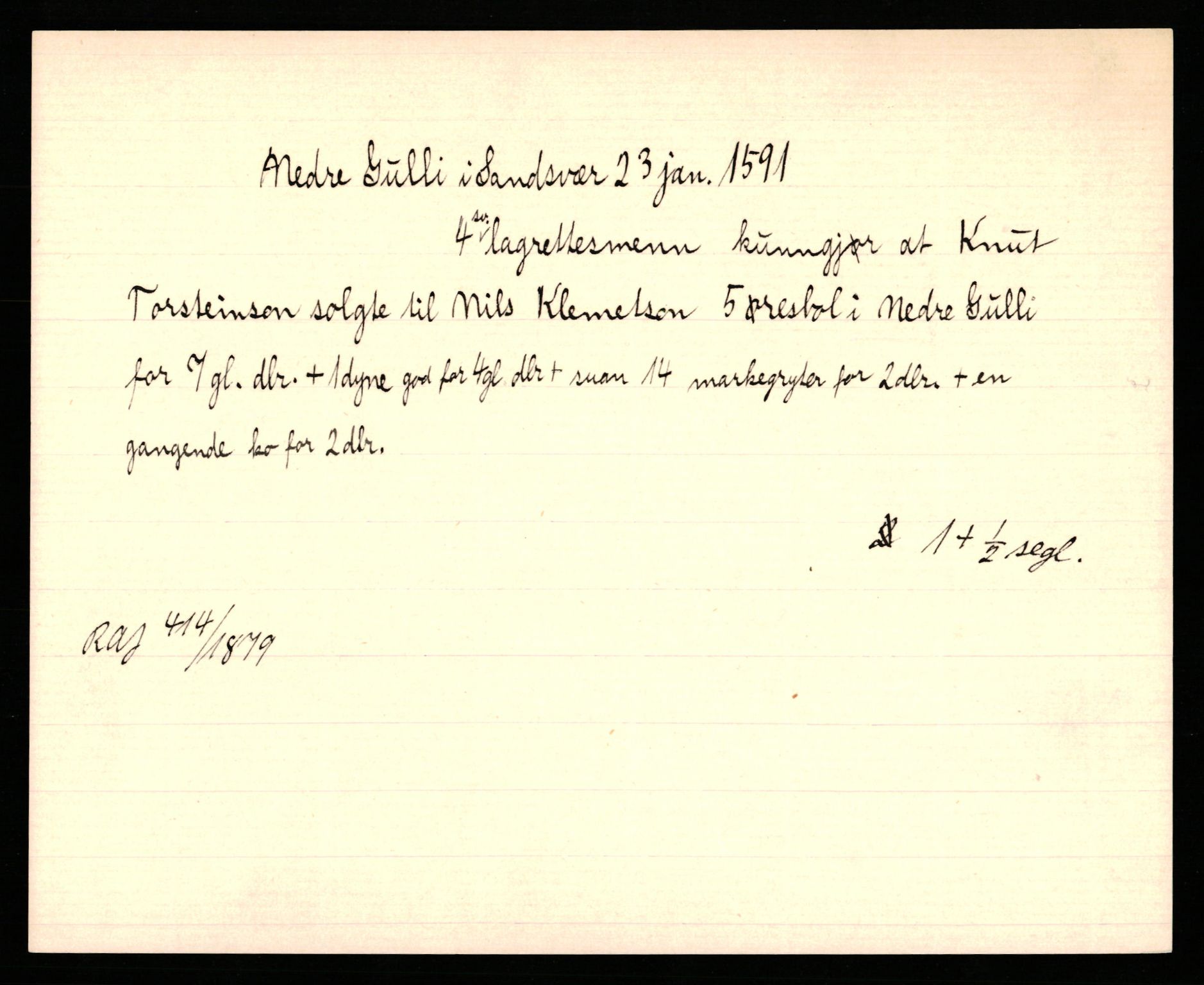 Riksarkivets diplomsamling, AV/RA-EA-5965/F35/F35b/L0003: Riksarkivets diplomer, seddelregister, 1583-1592, s. 525