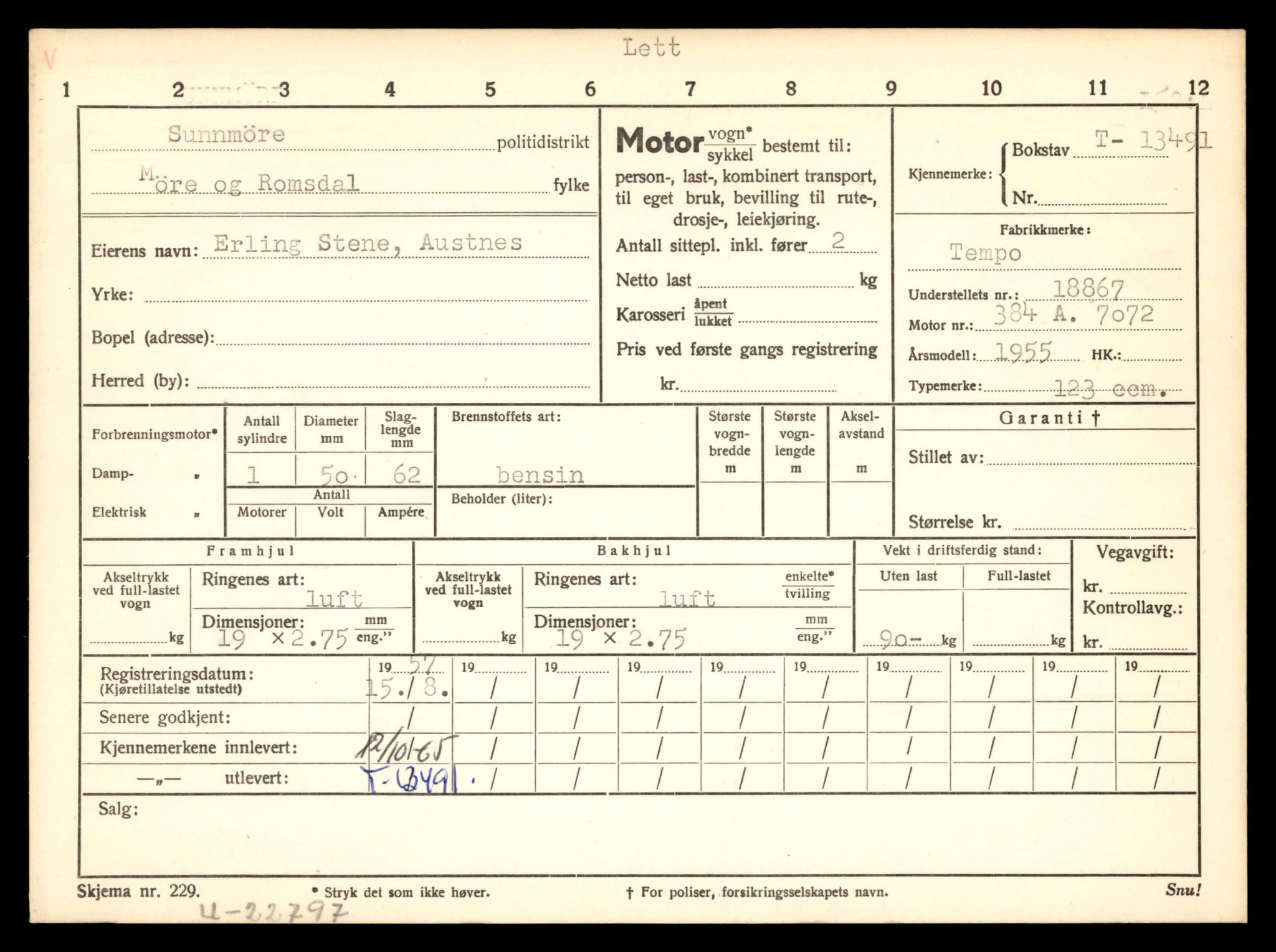 Møre og Romsdal vegkontor - Ålesund trafikkstasjon, AV/SAT-A-4099/F/Fe/L0039: Registreringskort for kjøretøy T 13361 - T 13530, 1927-1998, s. 2289