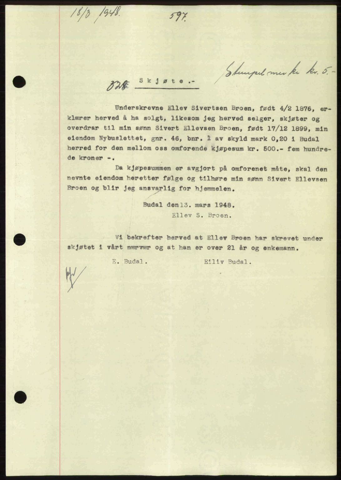 Gauldal sorenskriveri, SAT/A-0014/1/2/2C: Pantebok nr. A5, 1947-1948, Dagboknr: 328/1948