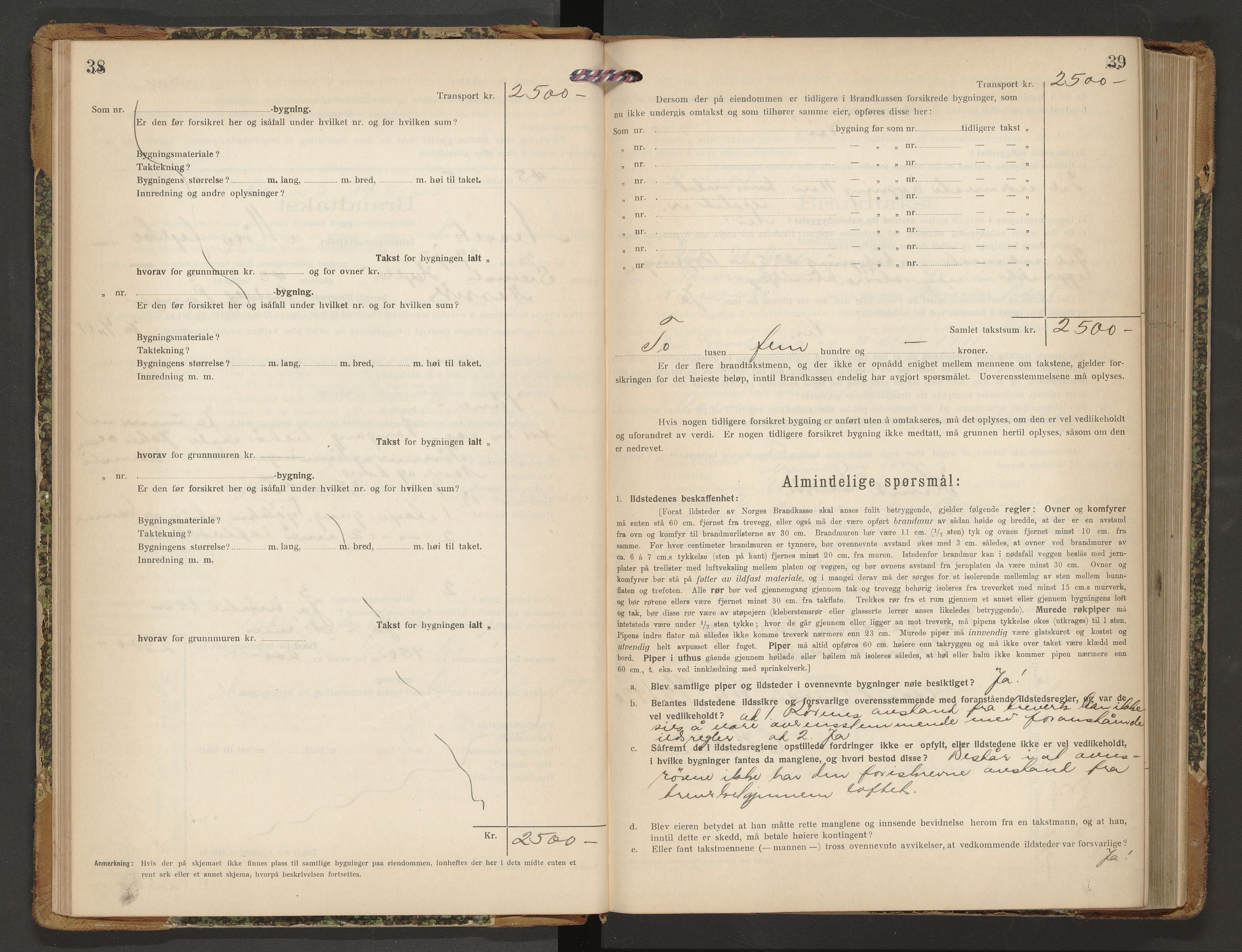 Norges Brannkasse Nesset, AV/SAT-A-5501/F/Fb/L0003: Branntakstprotokoll, 1919-1932, s. 38-39