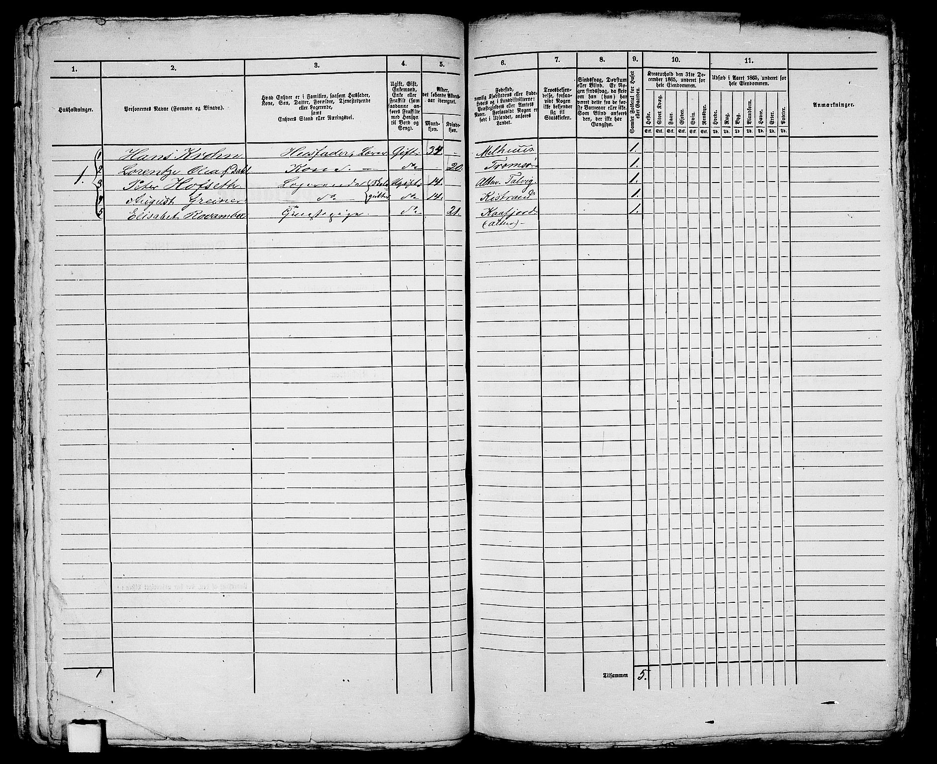 RA, Folketelling 1865 for 2001B Hammerfest prestegjeld, Hammerfest kjøpstad, 1865, s. 92