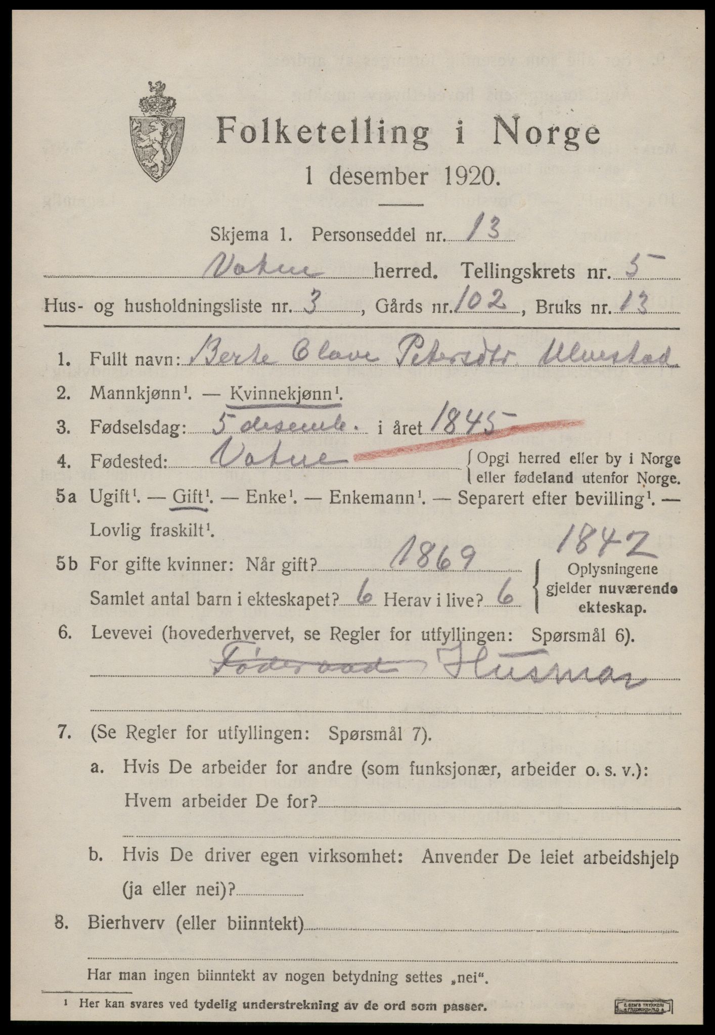 SAT, Folketelling 1920 for 1530 Vatne herred, 1920, s. 2190