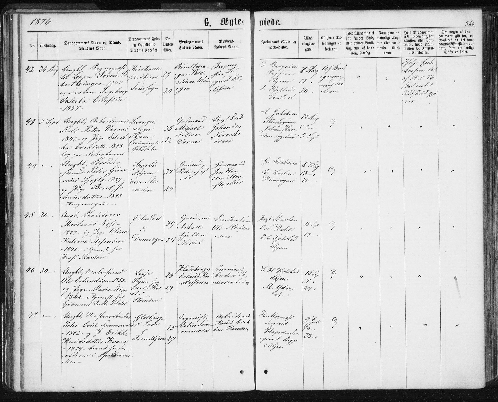 Ministerialprotokoller, klokkerbøker og fødselsregistre - Sør-Trøndelag, AV/SAT-A-1456/601/L0055: Ministerialbok nr. 601A23, 1866-1877, s. 364