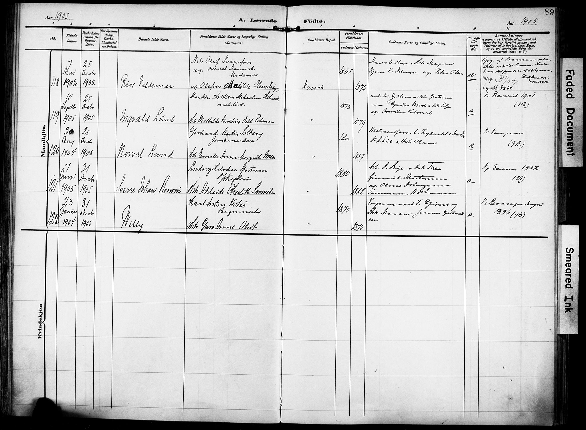 Ministerialprotokoller, klokkerbøker og fødselsregistre - Nordland, AV/SAT-A-1459/871/L0994: Ministerialbok nr. 871A10, 1902-1910, s. 89