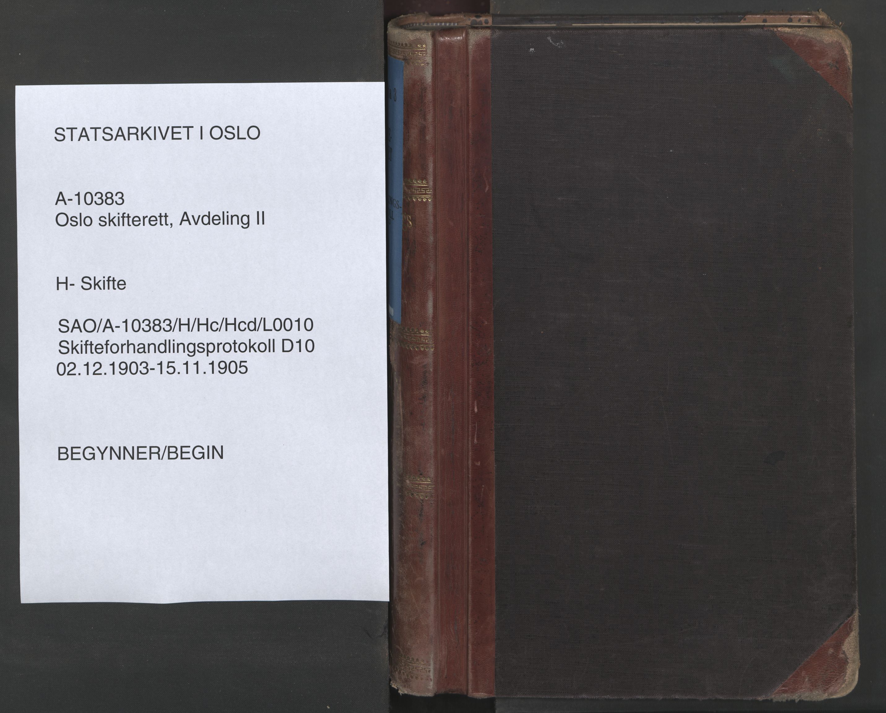 Oslo skifterett, SAO/A-10383/H/Hc/Hcd/L0010: Skifteforhandlingsprotokoll, 1903-1905