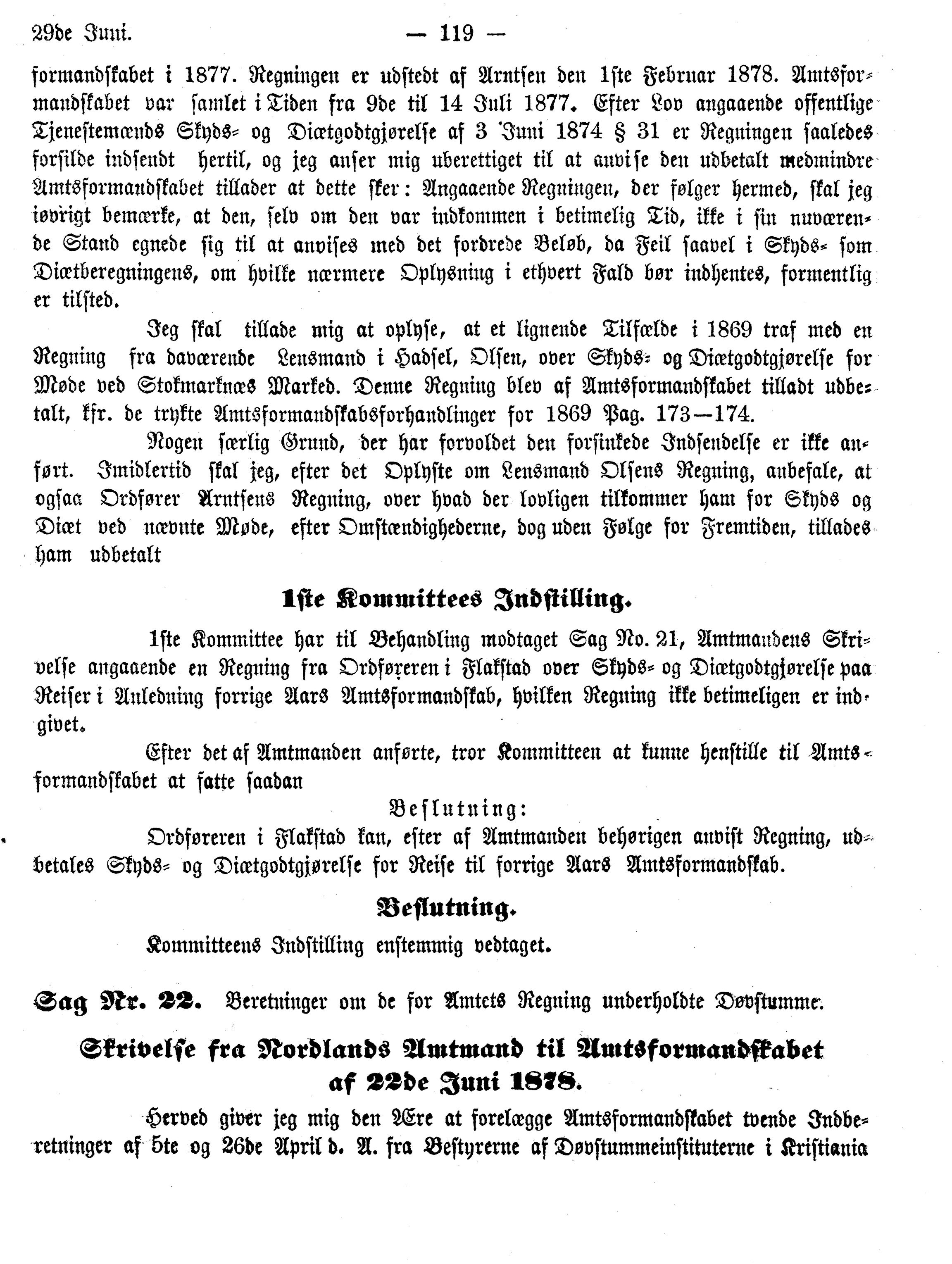 Nordland Fylkeskommune. Fylkestinget, AIN/NFK-17/176/A/Ac/L0010: Fylkestingsforhandlinger 1874-1880, 1874-1880